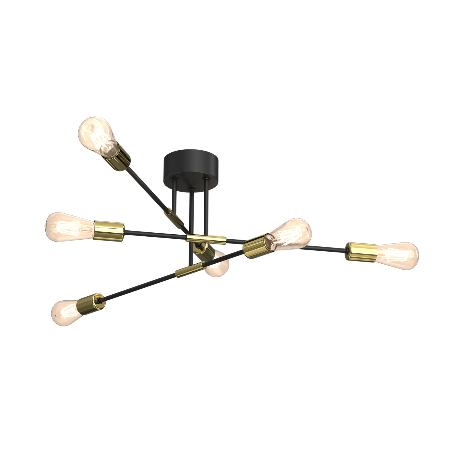 Taklampe Ilia, svart/gull, 6 lyskilder