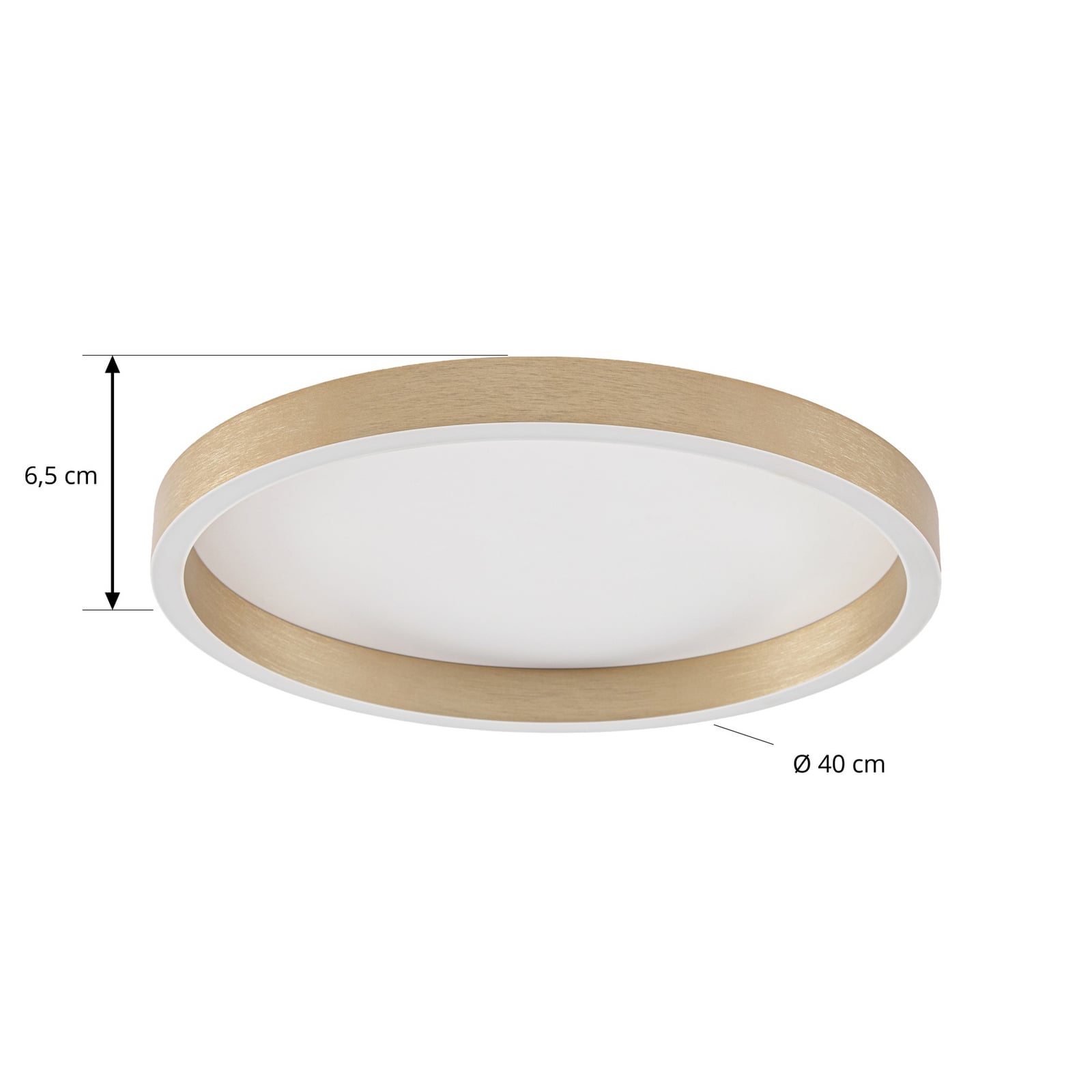 Plafoniera LED Rotundo, ottone spazzolato, dimmerabile, Ø 40 cm - Lucande