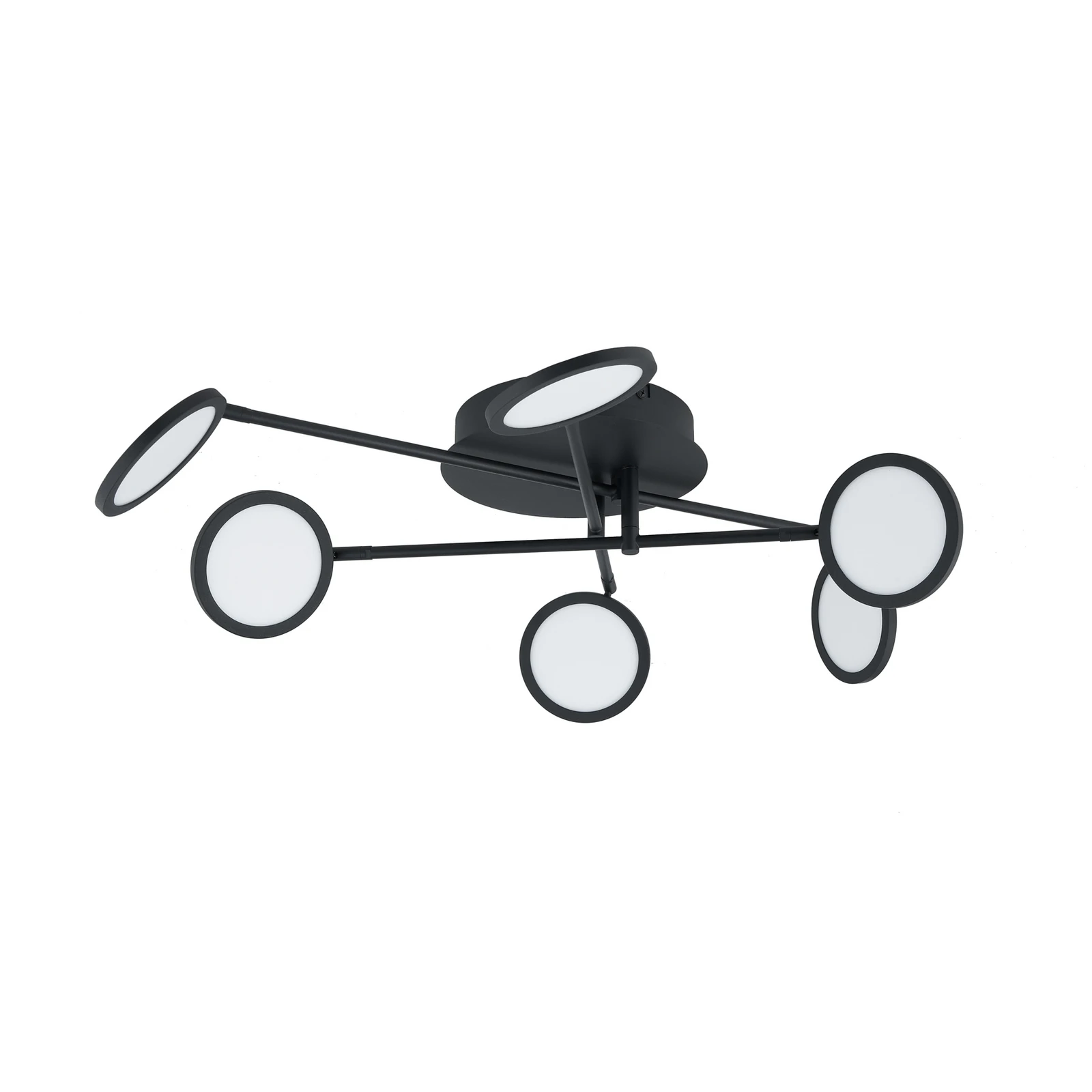 Lindby LED stropní svítidlo Manel, černé, železo, délka 79 cm