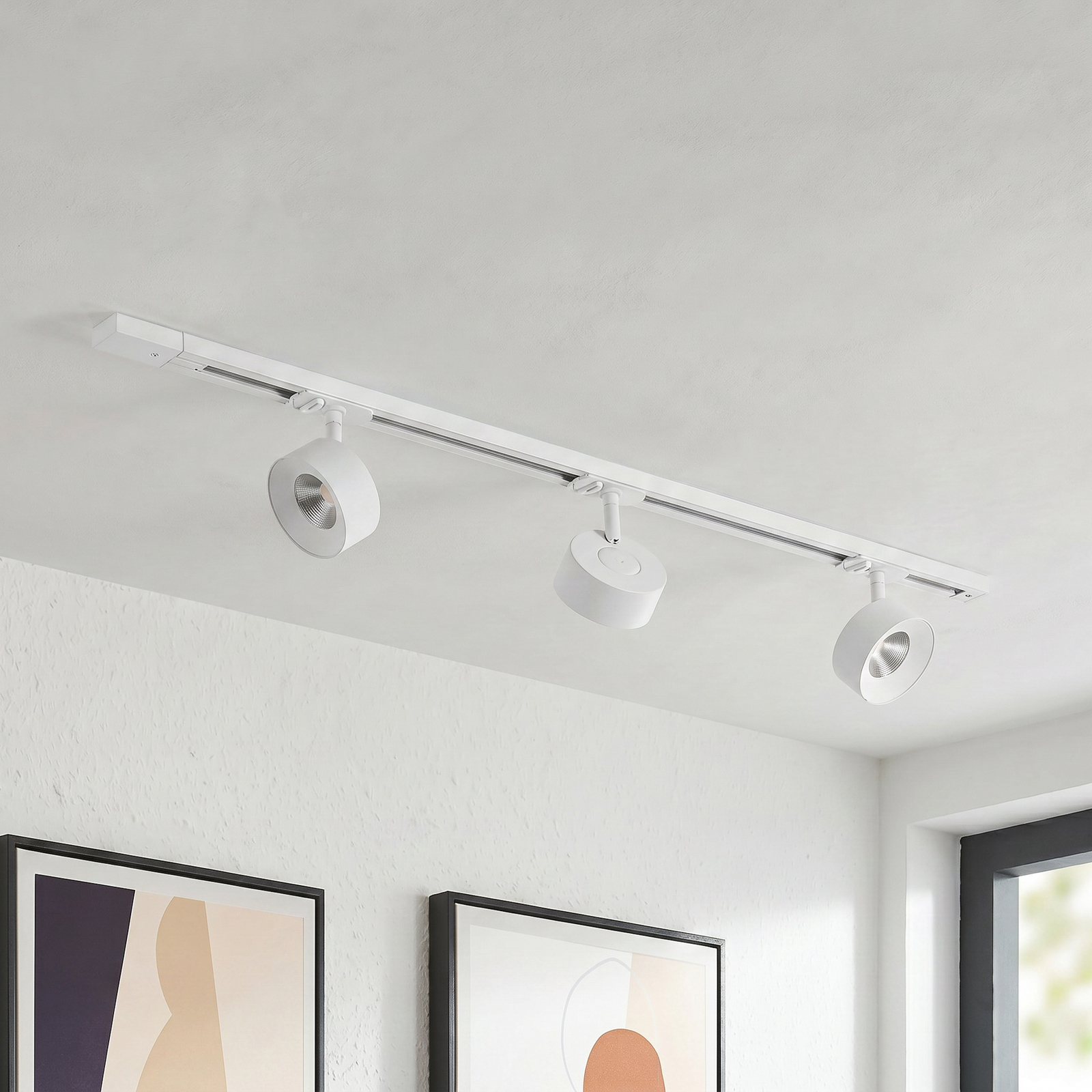 Σύστημα ράγας Lindby Linaro, Ø 9,5 cm, 3 φτερά, LED, λευκό