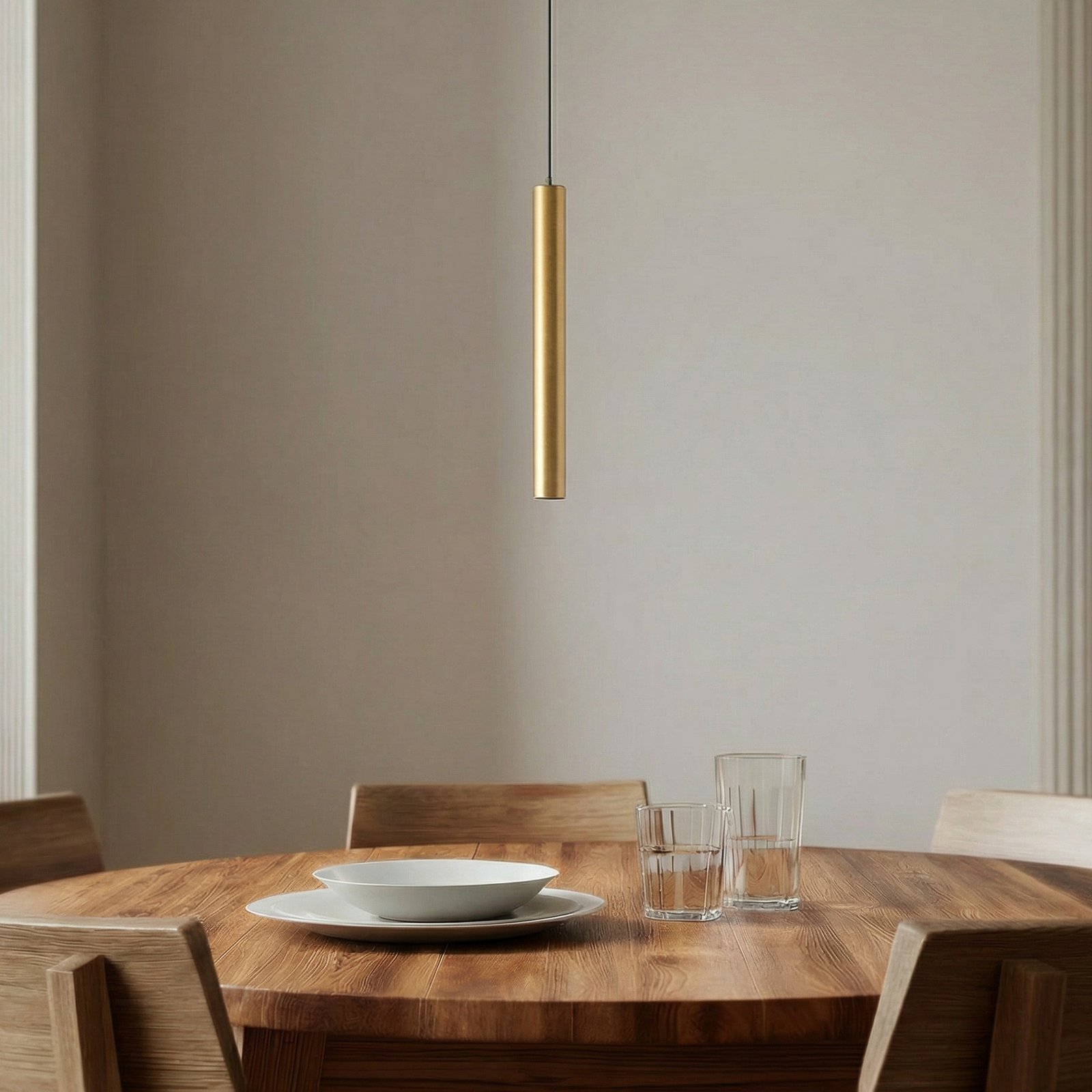 Suspension LED Lindby Lumaro, dorée, 27 cm, 48 V, à intensité variable