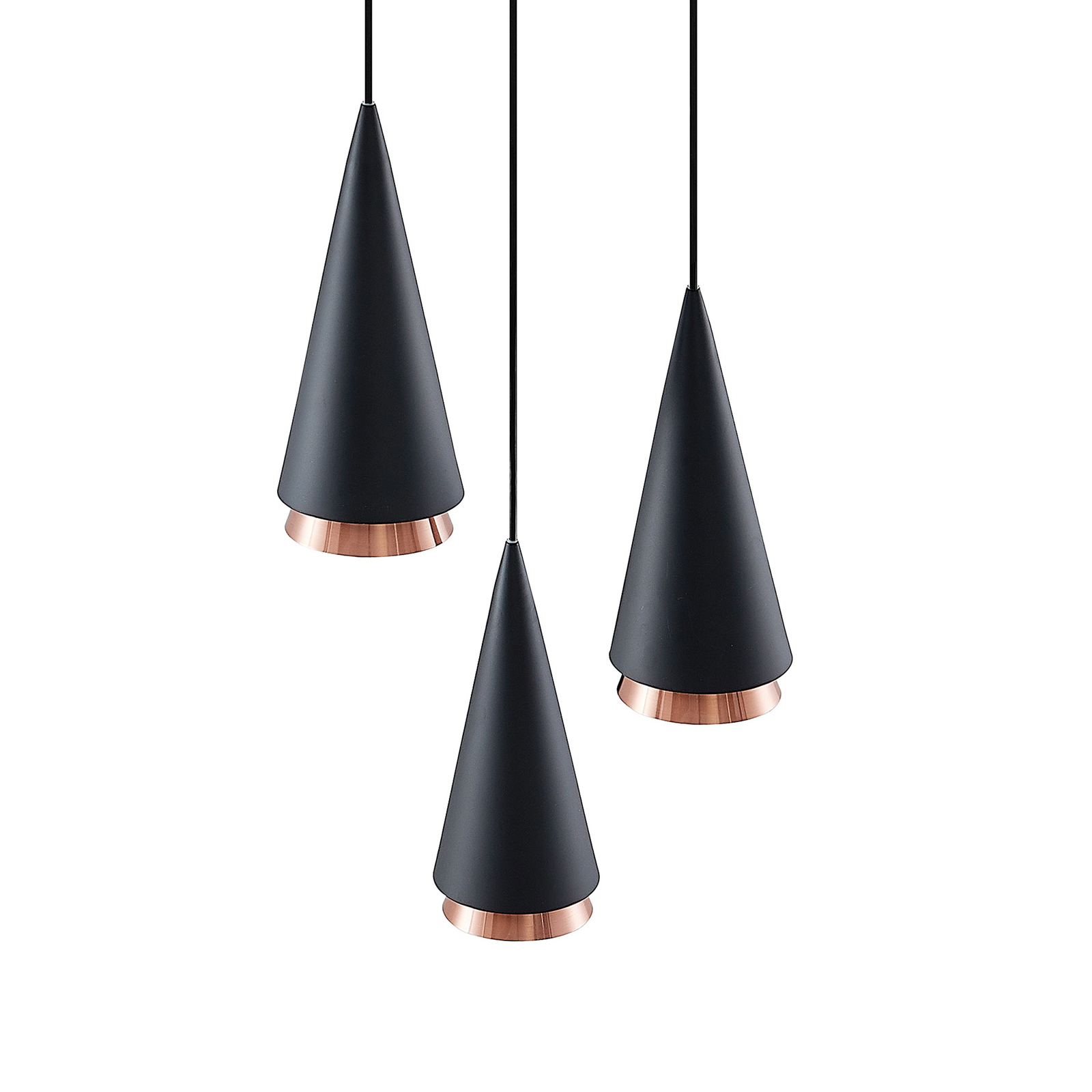 Lucande Naoh hanglamp rondell, 3-lamps, zwart