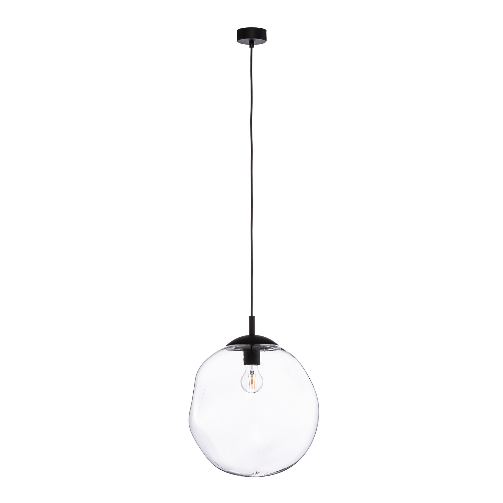 Glazen hanglamp Sol, Ø 35cm, zwart/helder