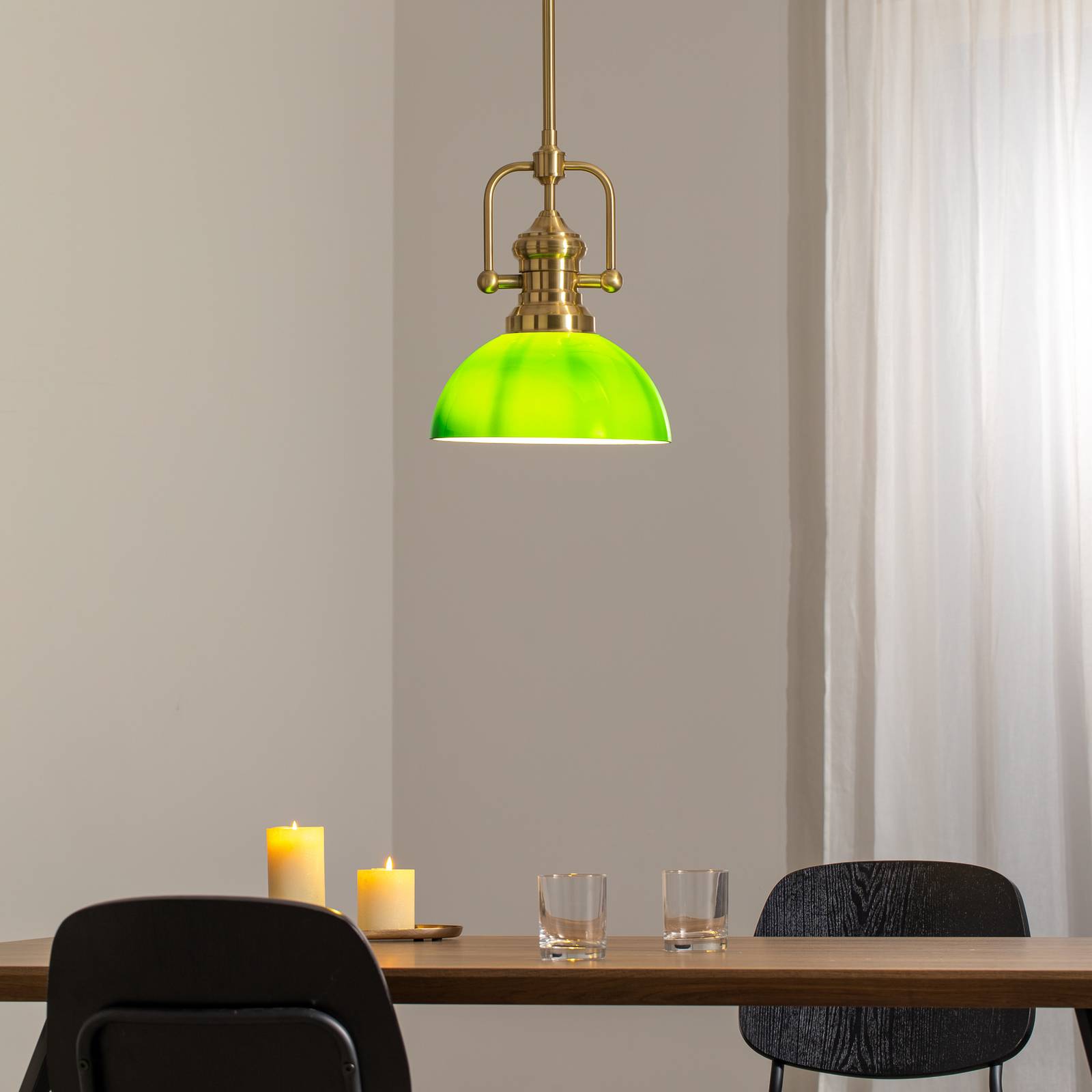 Hängeleuchte Platino, gold/grün, Glas, 1-flammig, E27 günstig online kaufen