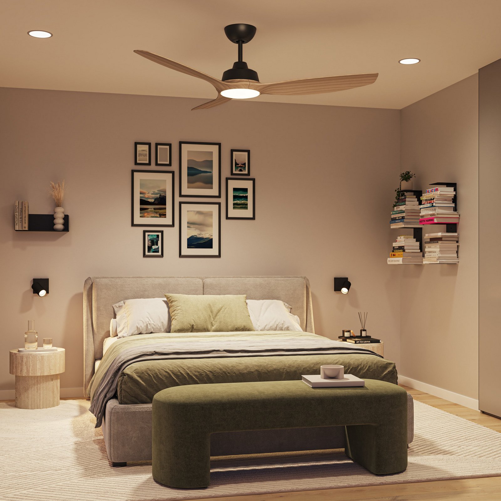 Ventilatore LED Philips Olas, Ø 132 cm, marrone/nero, silenzioso