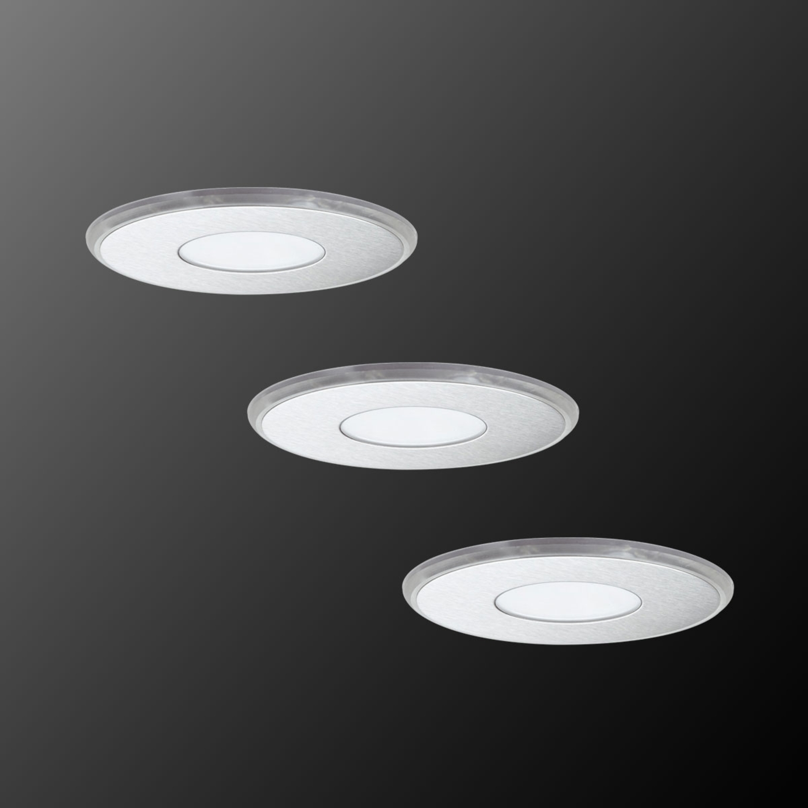 Paulmann LED recessed light Deco Up-Down 3-set IP44, for Living / Dining Room, Stainless steel, polycarbonate, 1 W, energy efficiency: A+, H: 1.2 cm