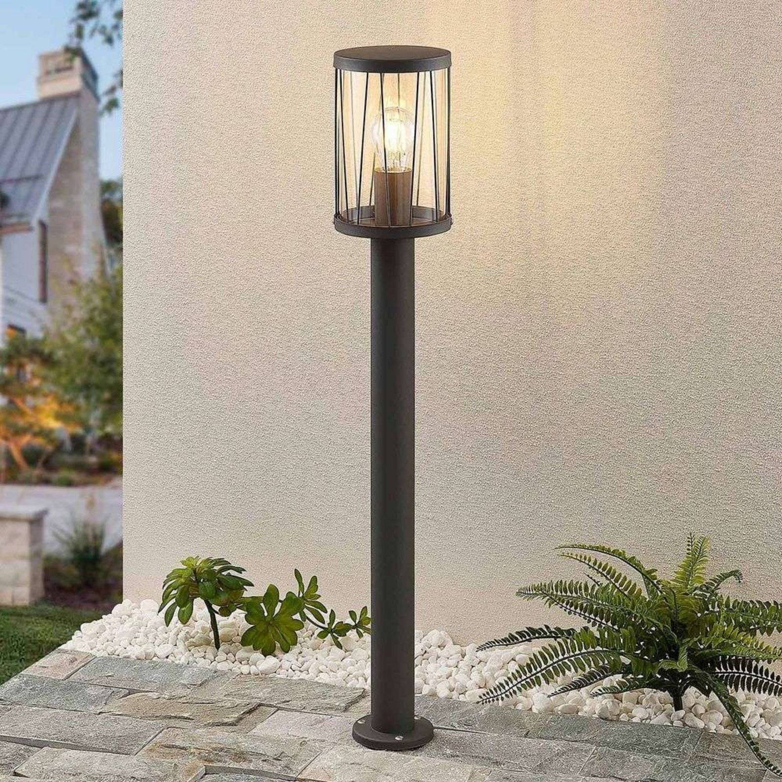 Yonan Lampă de Stâlp Exterior H80 Dark Grey/Clear - Lindby