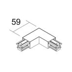 Ivela L-connector SQUARE 48 V, white, protective earth on left