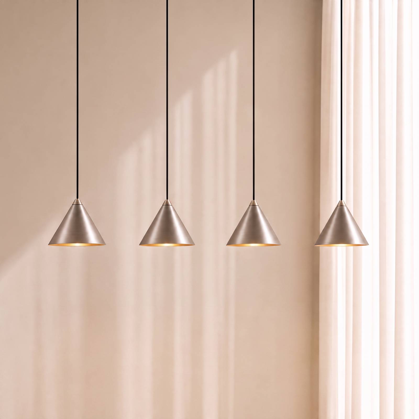 Żyrandol LED Lucande Rhodes, 4-punktowy, niklowy, 82 cm