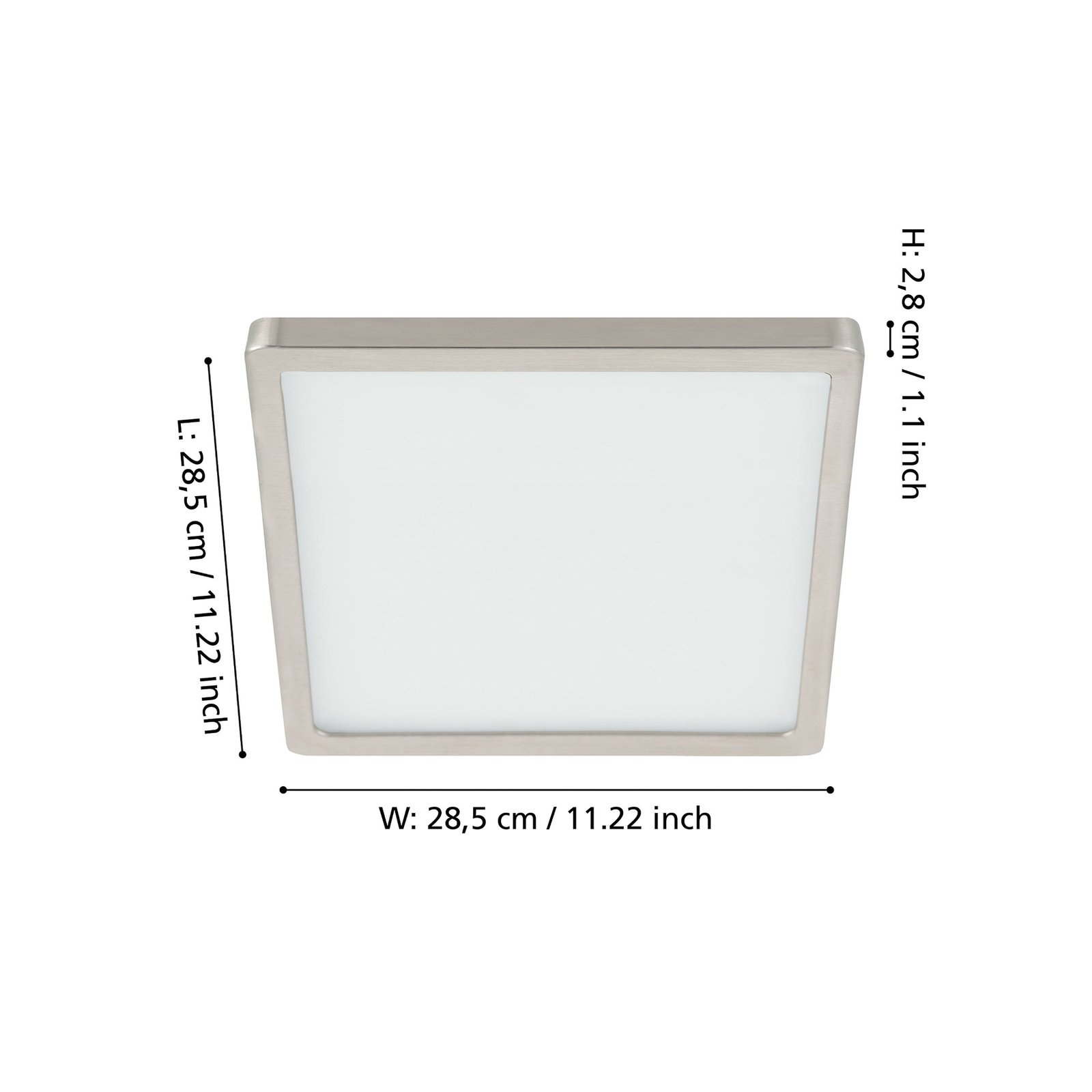 Surface-mounted LED panel Fueva 5 IP20 830 nickel 28.5x28.5cm