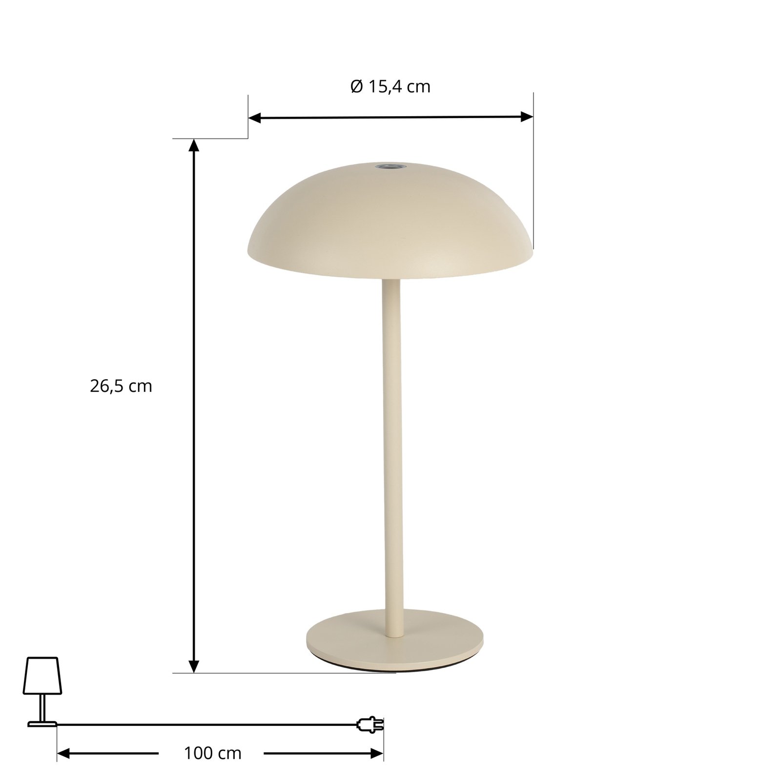 Arcchio LED oppladbar bordlampe Thenra, beige, veggfeste