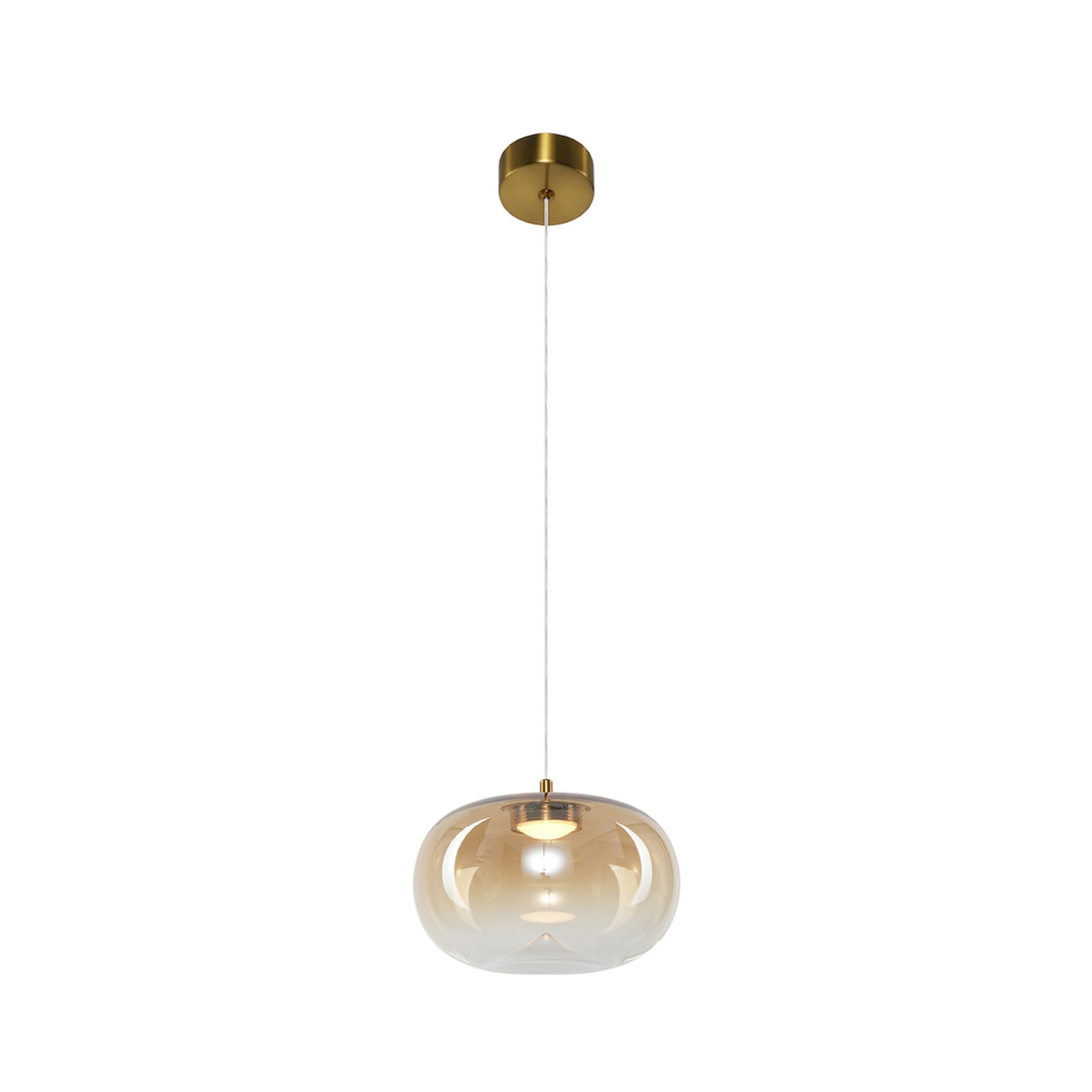 Suspension LED Vaso, couleur ambre, Ø 18 cm, verre