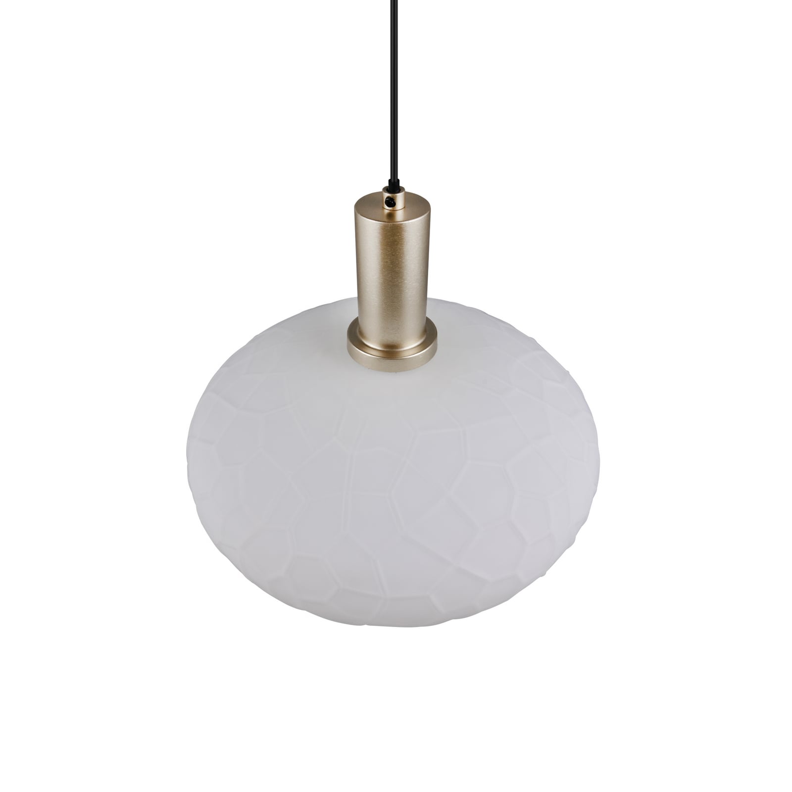 Hanglamp Emelie, 1-lamp, goudkleurig/wit, metaal, glas, E27