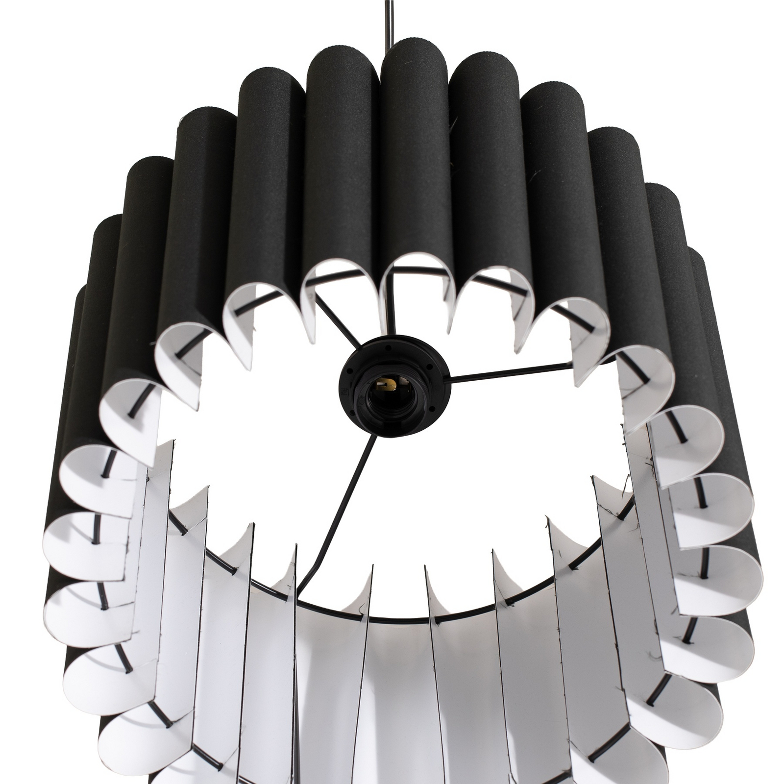 Aria pendant light, black, microfibre, E27