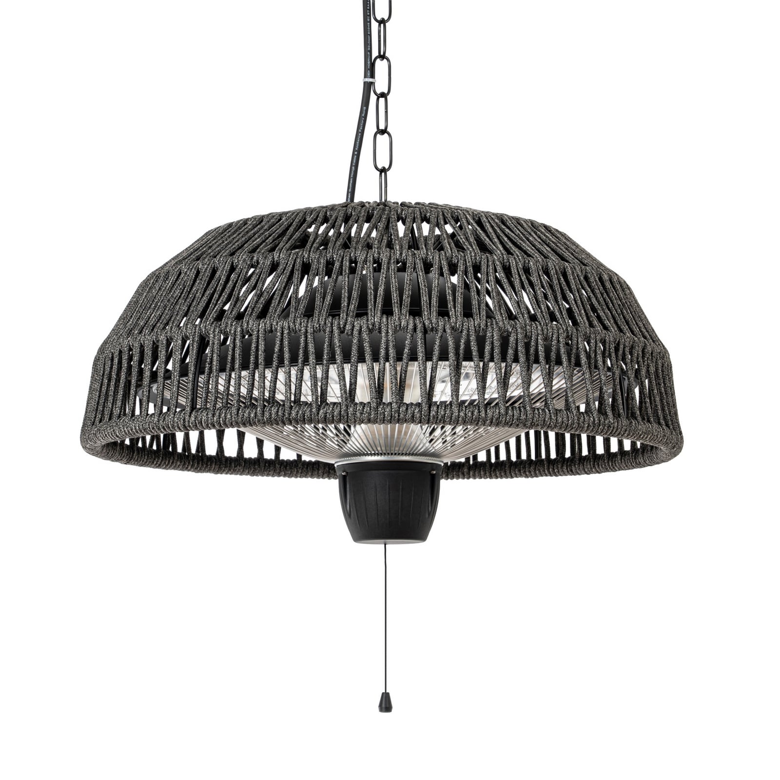 Radiateur rayonnant suspendu Calenza, noir, Ø 50 cm, 1 500 W, aluminium -