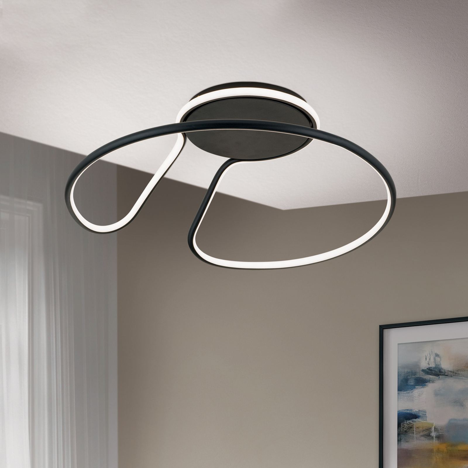 Claire LED ceiling light, black, dimmable