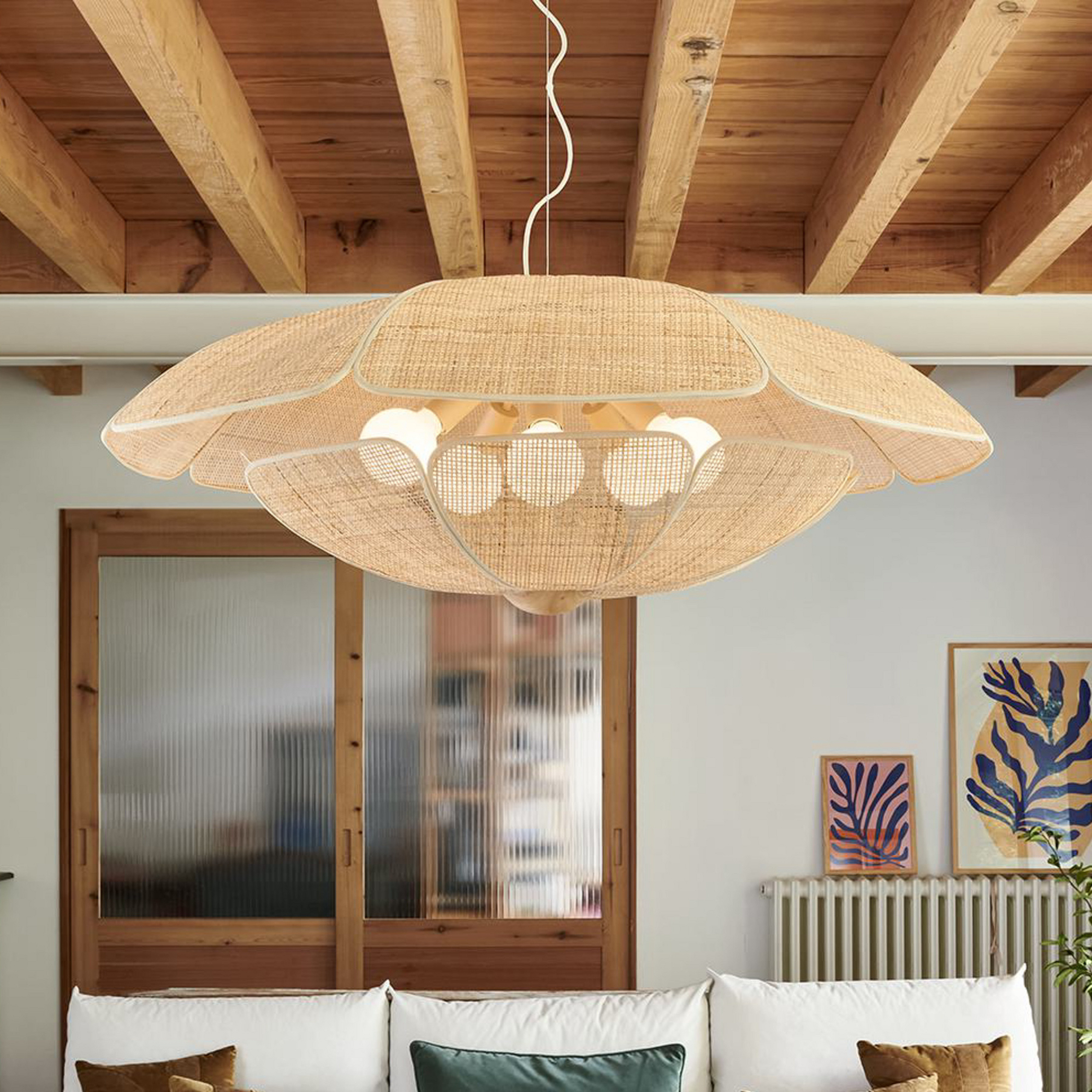 MARKET SET Hængelampe Coquillage, 110 cm, naturfarvet rattan