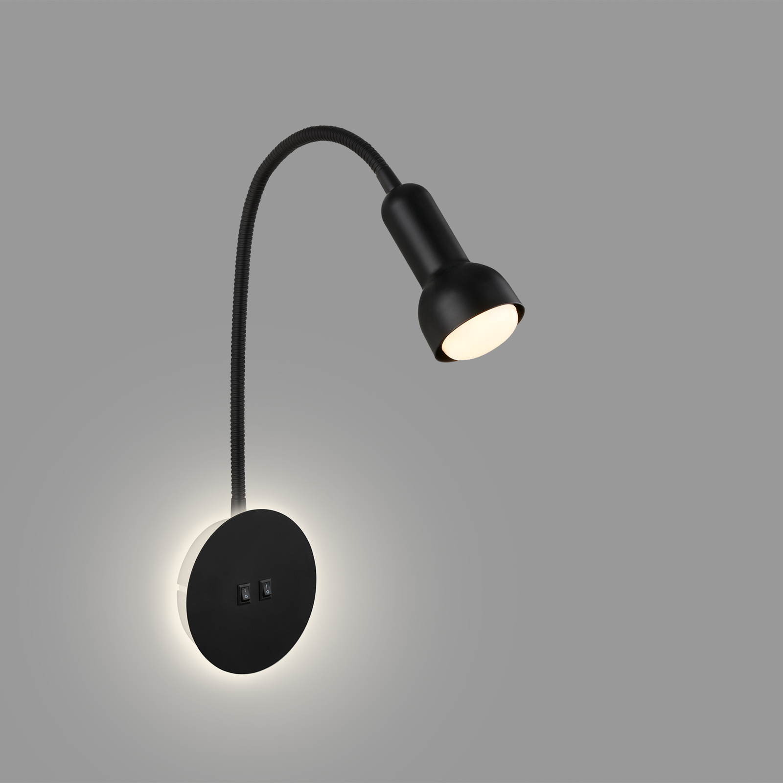 LED nástenná lampa 2178015 dvojitý spínač, čierna