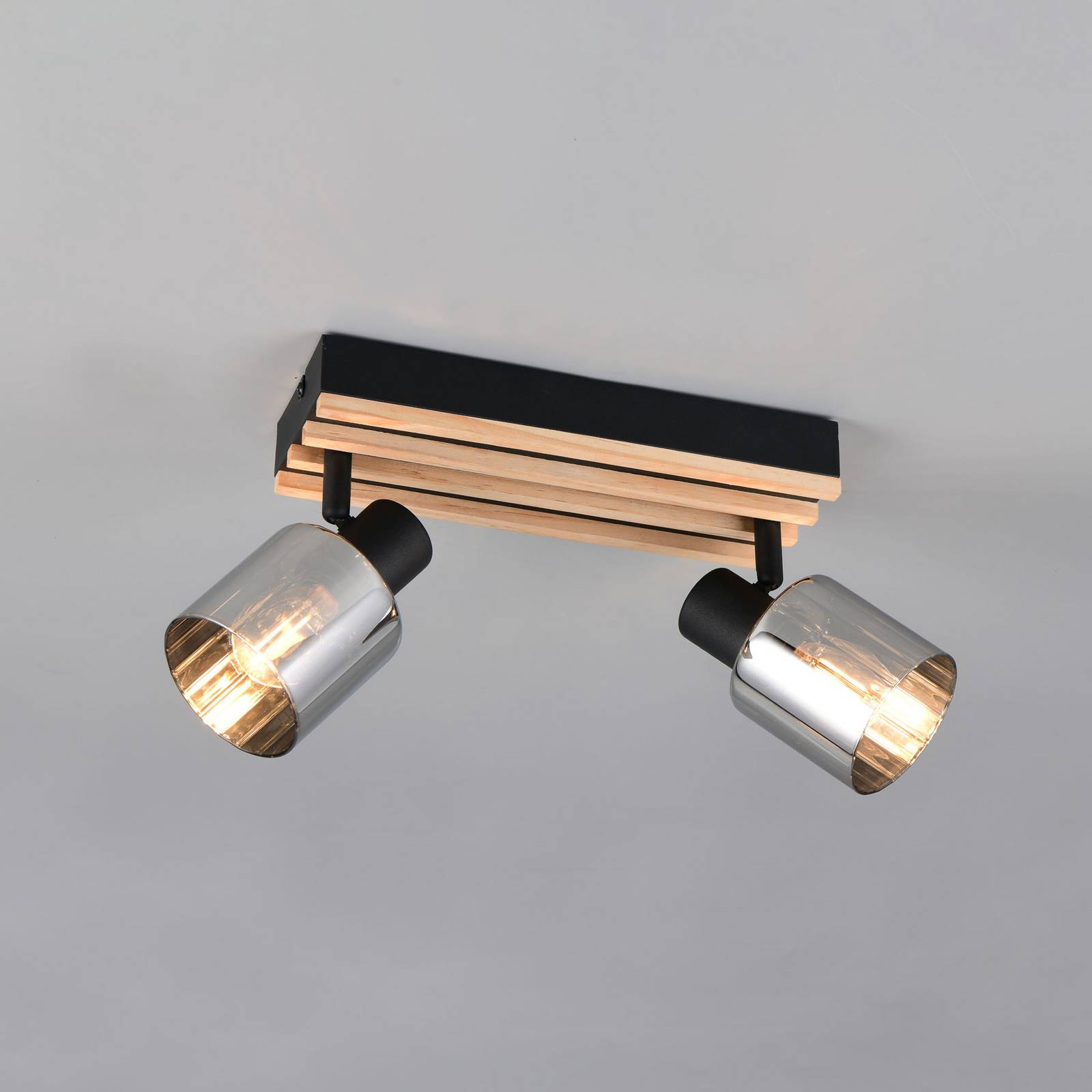 Reality Leuchten Bodovka Travia, délka 39 cm, 2 žárovky, černá/kouřově šedá