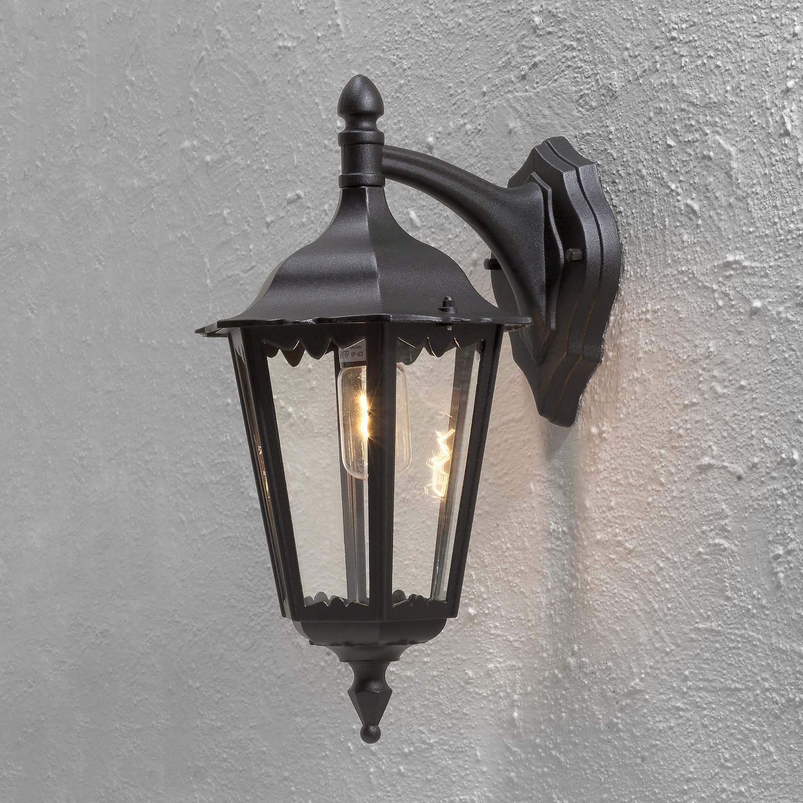 Buitenwandlamp Firenze, hangend, 48cm, zwart