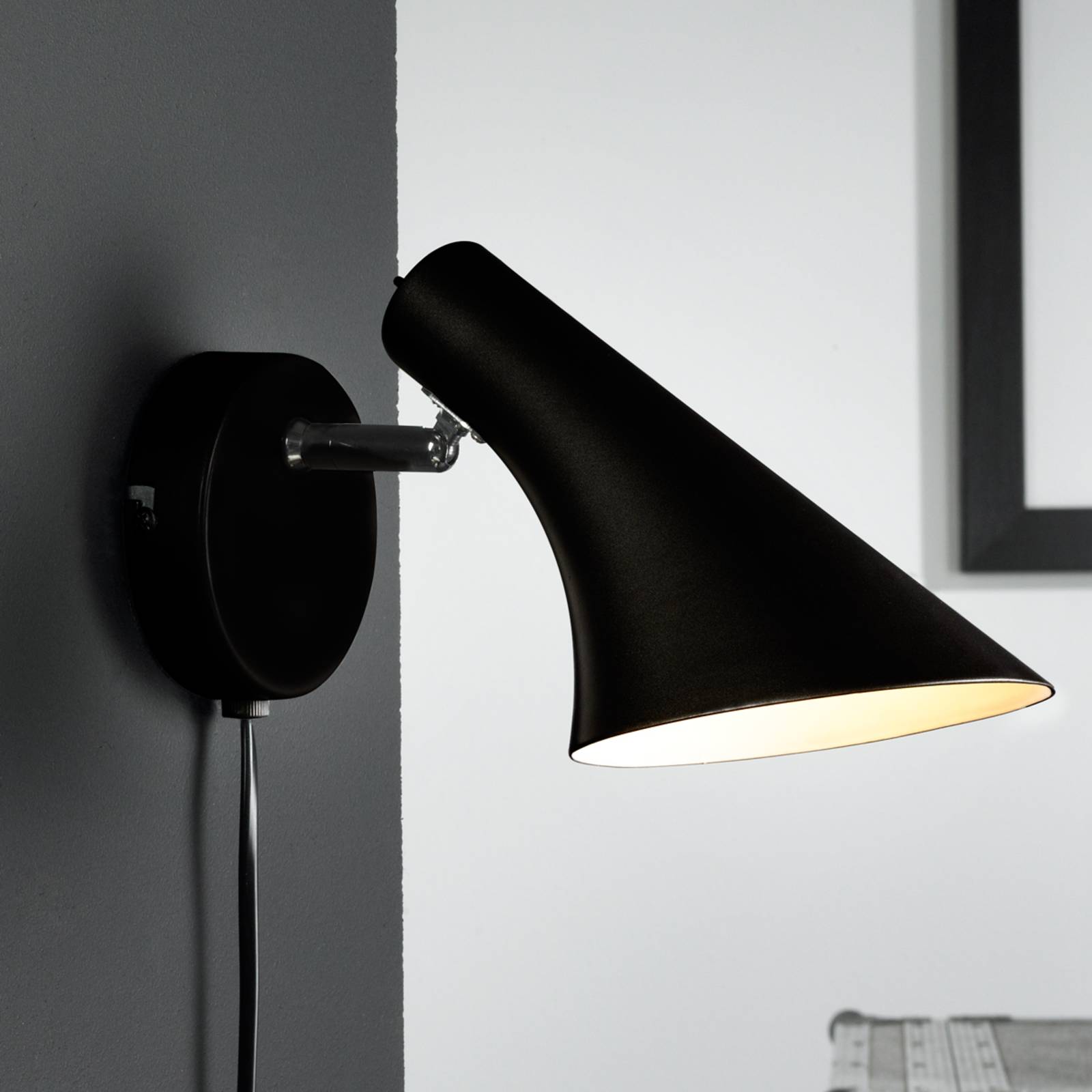 Moderne flexibele wandlamp Liam, zwart