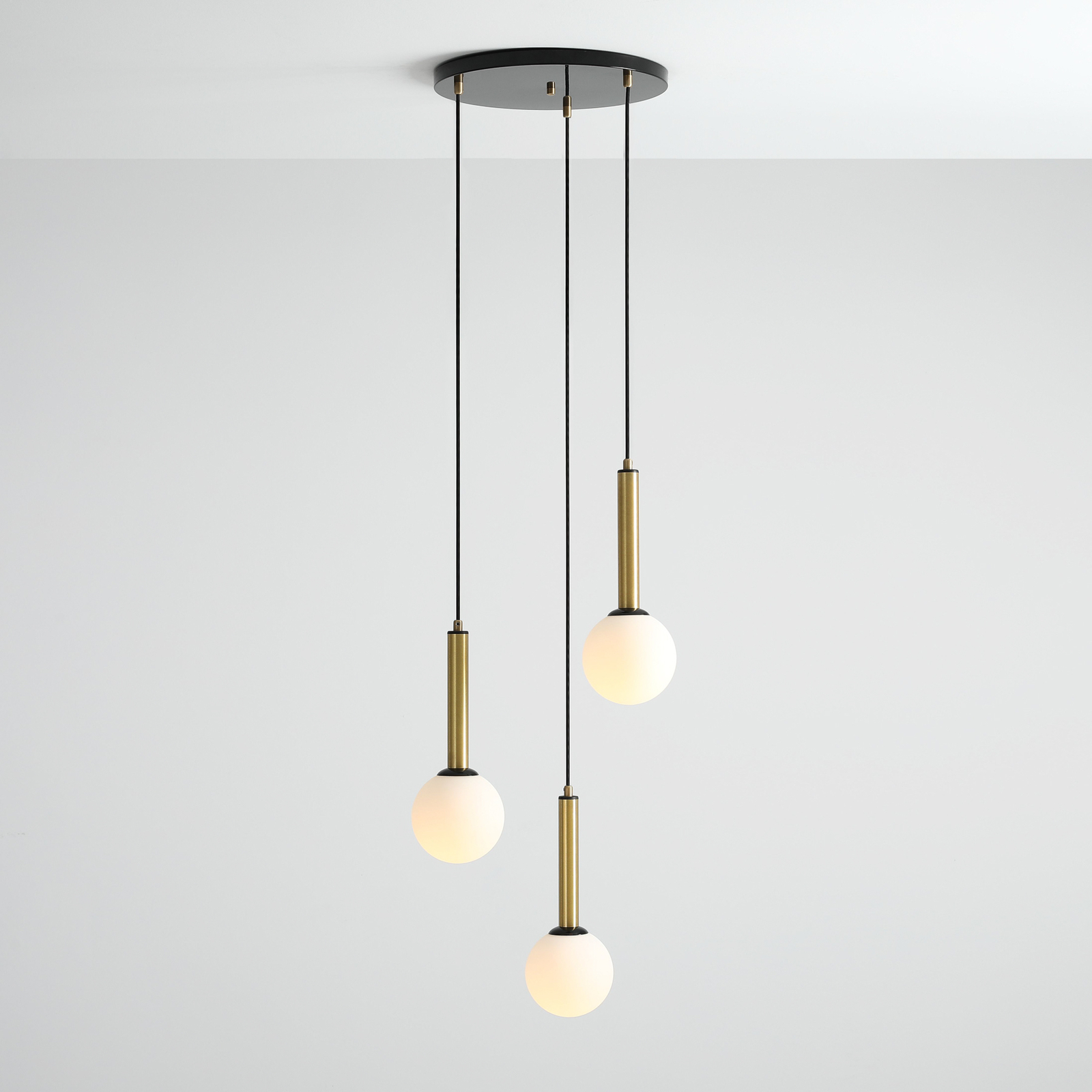 Hanglamp 1098E_1, 3-lamps, zwart/messing