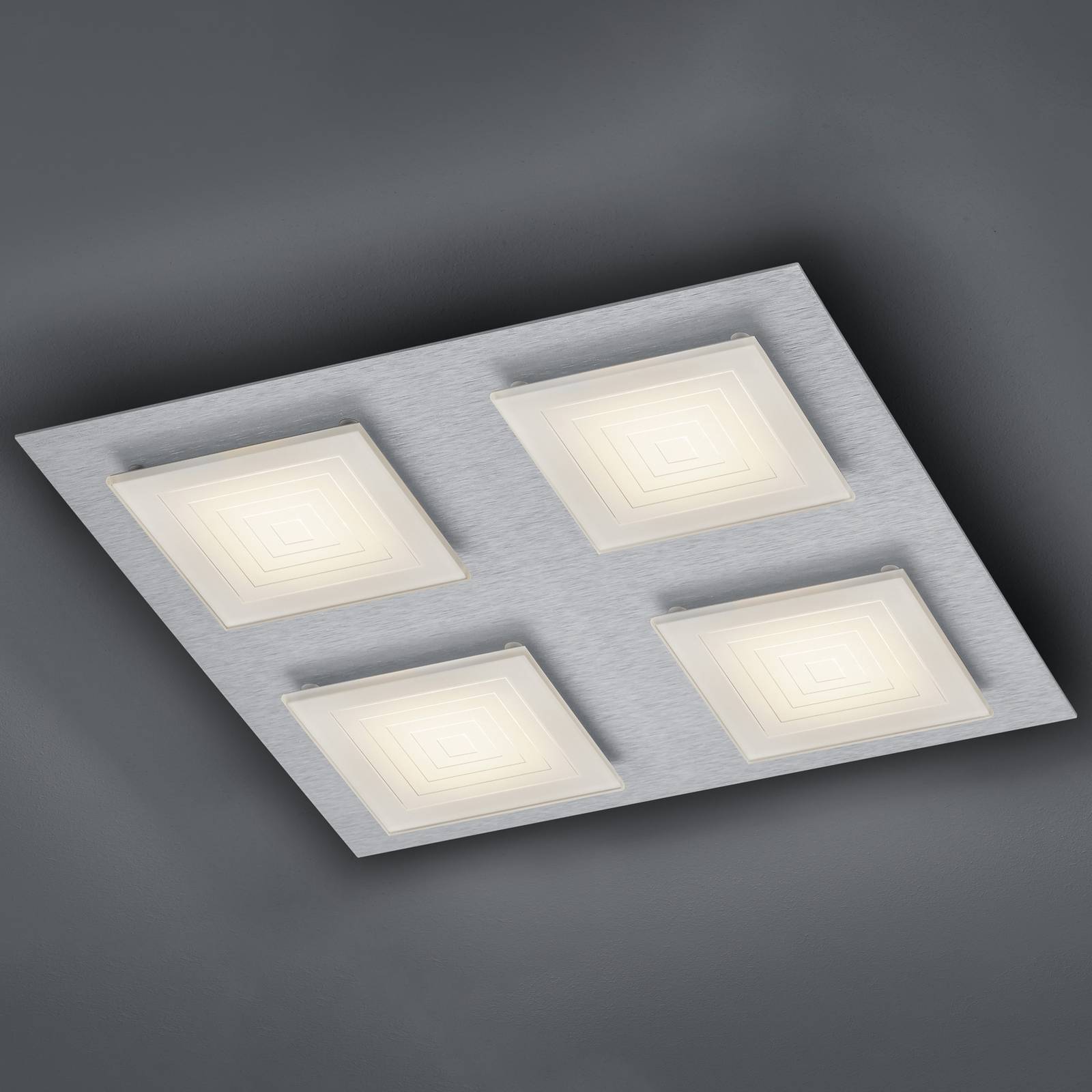 BANKAMP Ino LED plafondlamp 4-lamps zilver