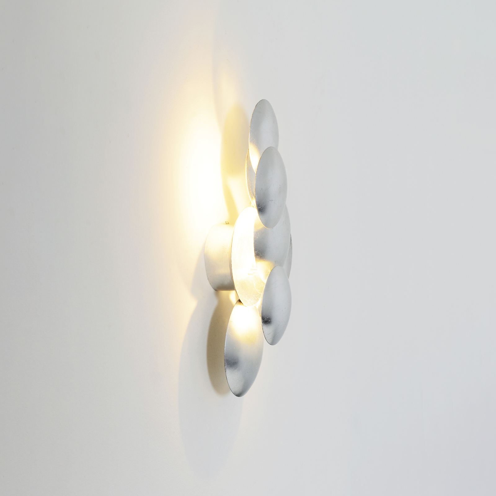 Candeeiro de parede LED Bolladaria, três lâmpadas, prateado