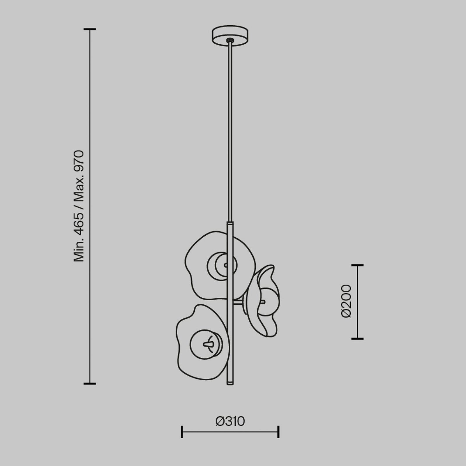 Maytoni hanglamp Miracle, 3-lamps, messingkleurig, glas