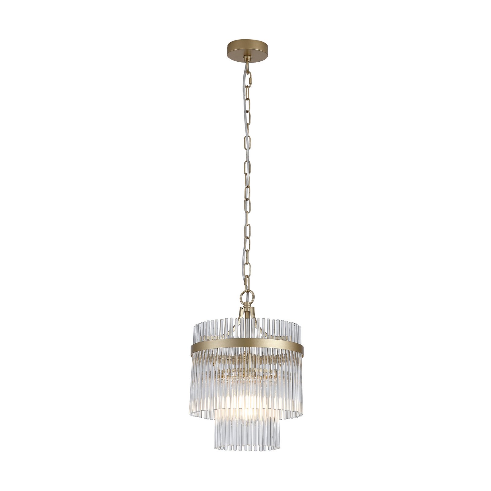 Hängelampe Lara, Ø 26 cm, goldfarben/klar, Glas/Metall