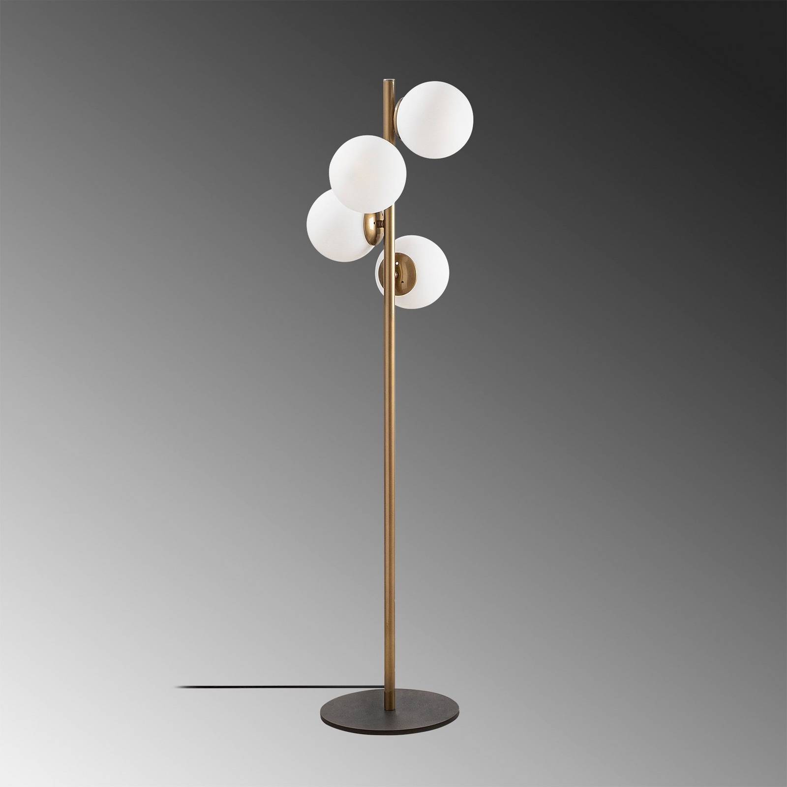 Lampa stojąca Faze, złota, szkło, 130 cm, 4-punktowa, E27