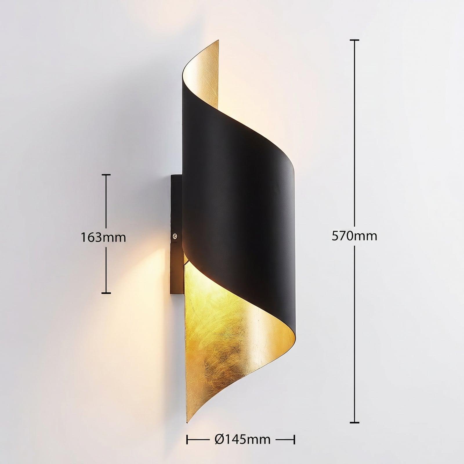 Vanni Wandlamp Black/Gold - Lindby