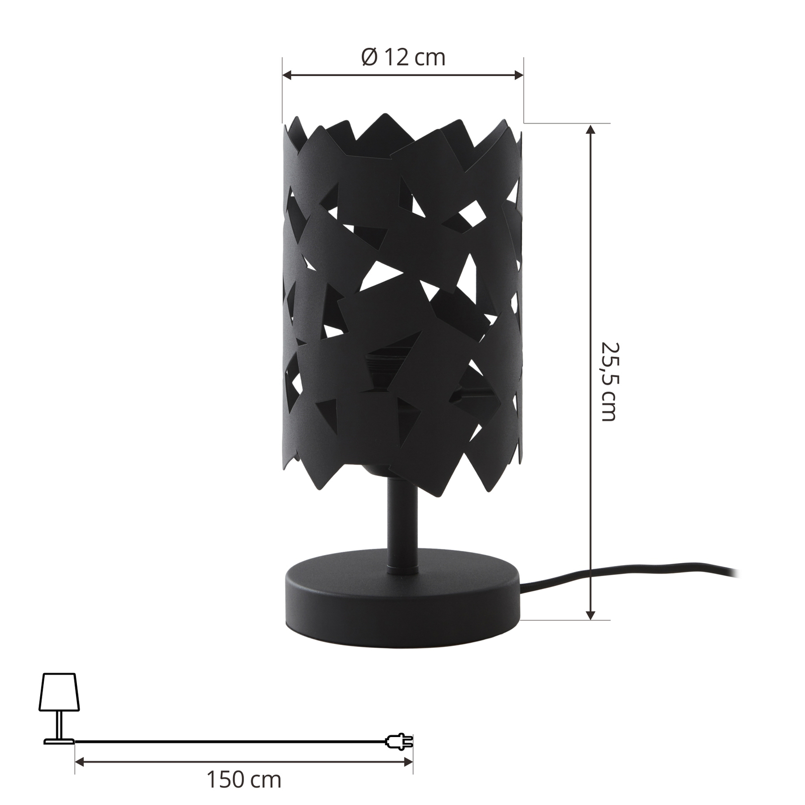Lucande Aeloria asztali lámpa, fekete, vas, Ø 12 cm, E27