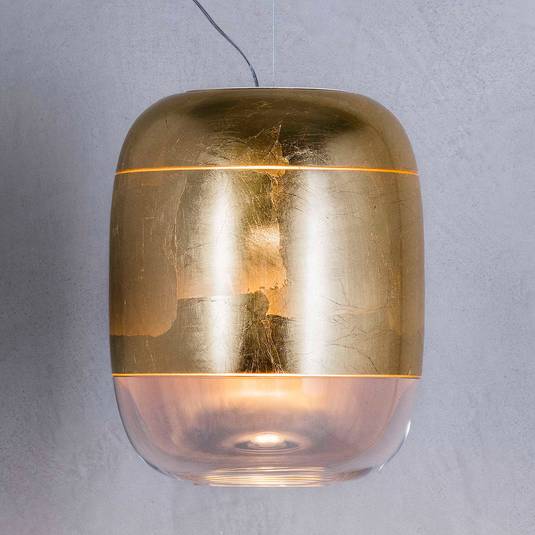 Prandina Gong S3 hanging light, gold Lights.co.uk