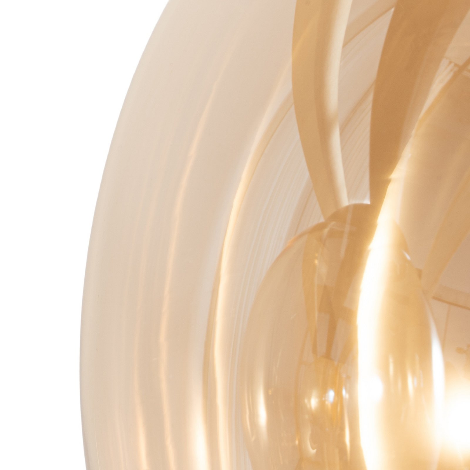 Lindby hanglamp Enrique, amber, 4-lamps, glas, hout, E27 Lindby hanglamp Enrique, amber, 4-lamps, glas, hout, E27