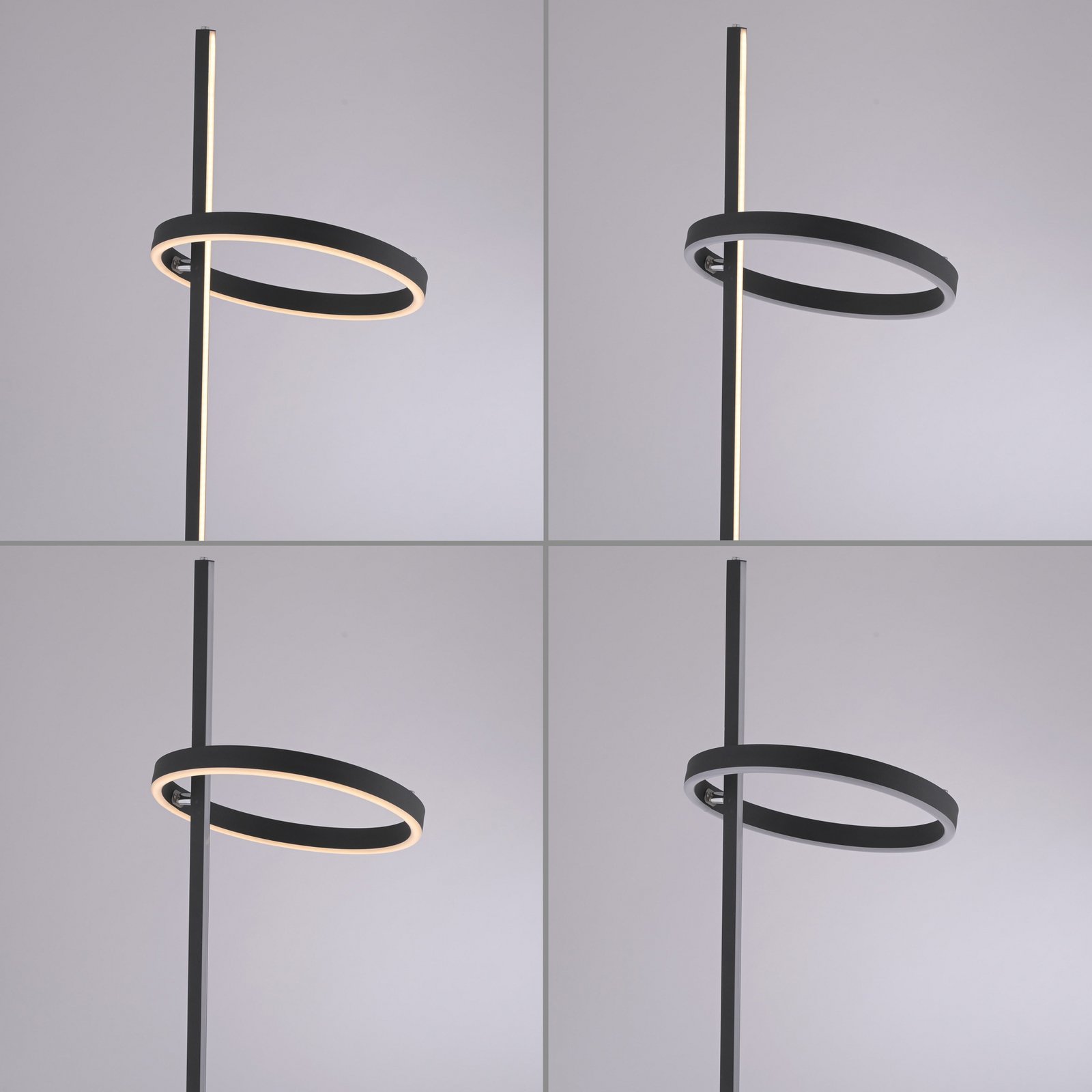 JUST LIGHT. LED vloerlamp Ritus zwart ijzer dimbaar 3.000 K