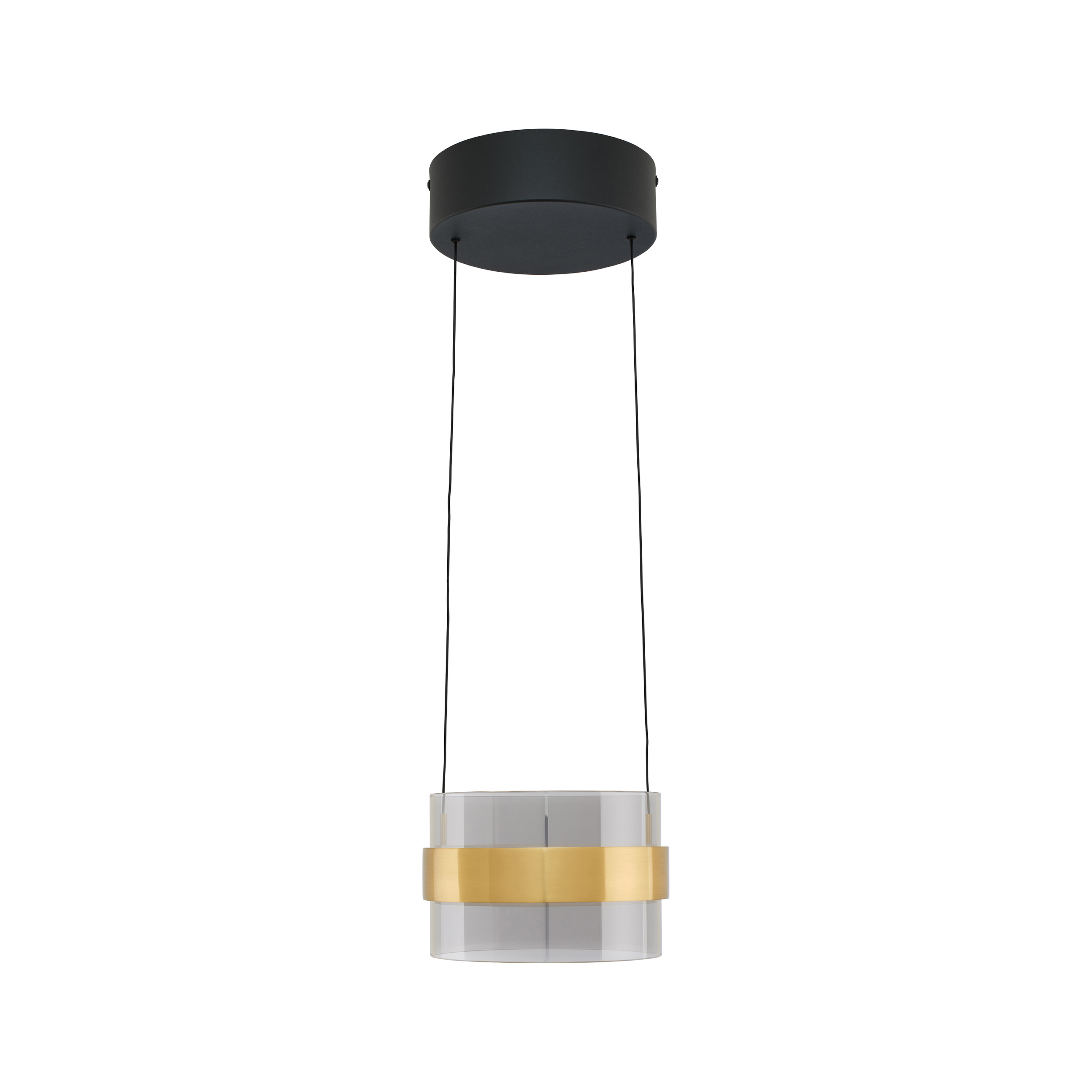 Żyrandol LED Inside, kolor mosiężny/dymnoszary, Ø 22 cm