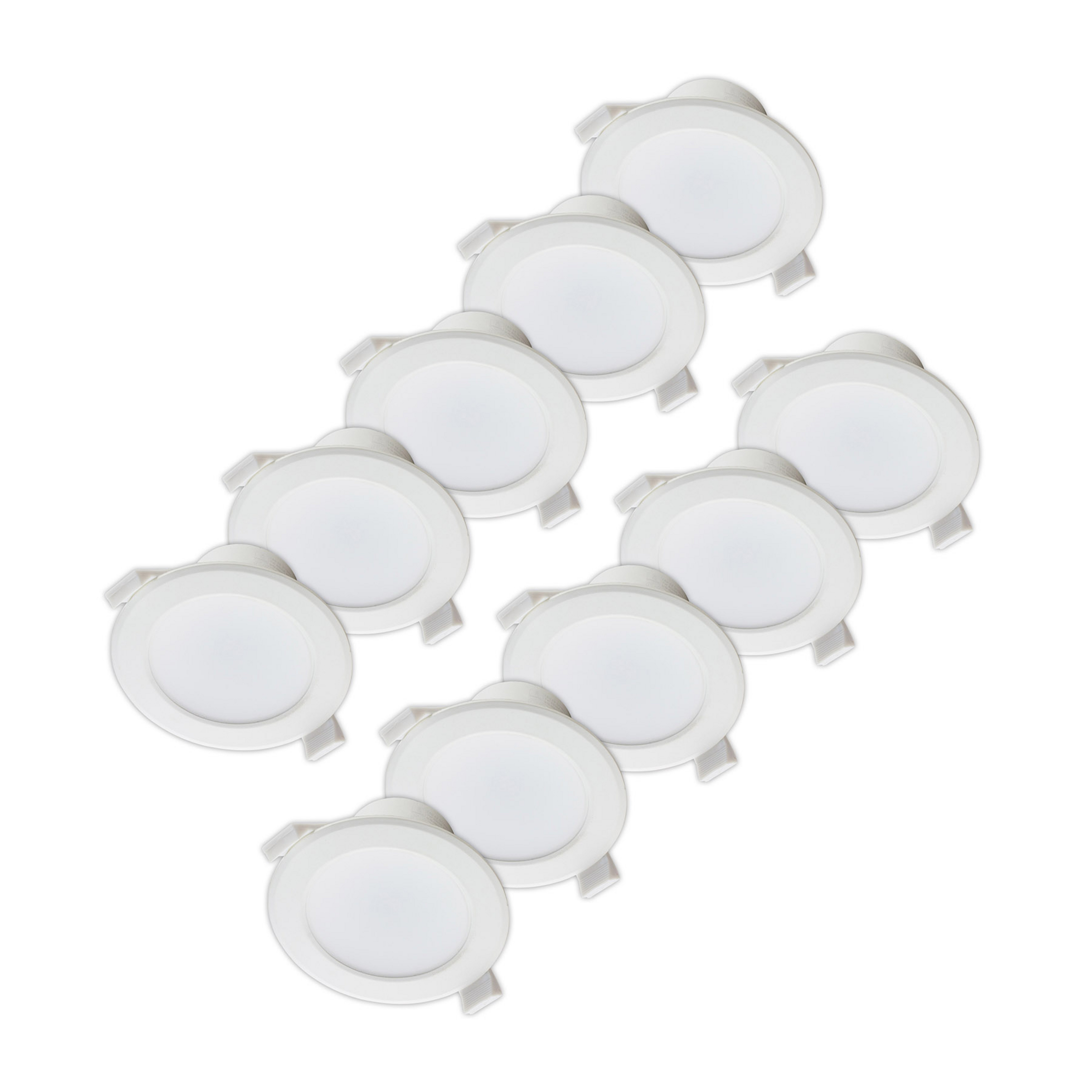 Prios lampe encastrable LED Rida, set de 10, blanc, 15 cm, CCT, IP44