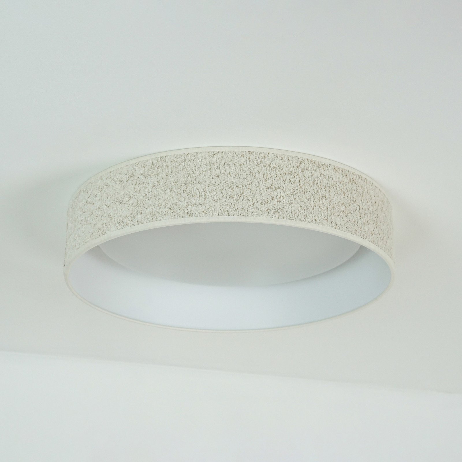 Duolla Plafonieră LED Plafond crem țesătură Ø 45 cm dimabil în 3 trepte - Camera de zi / sufragerie - crem alb - Țesătură / Textil