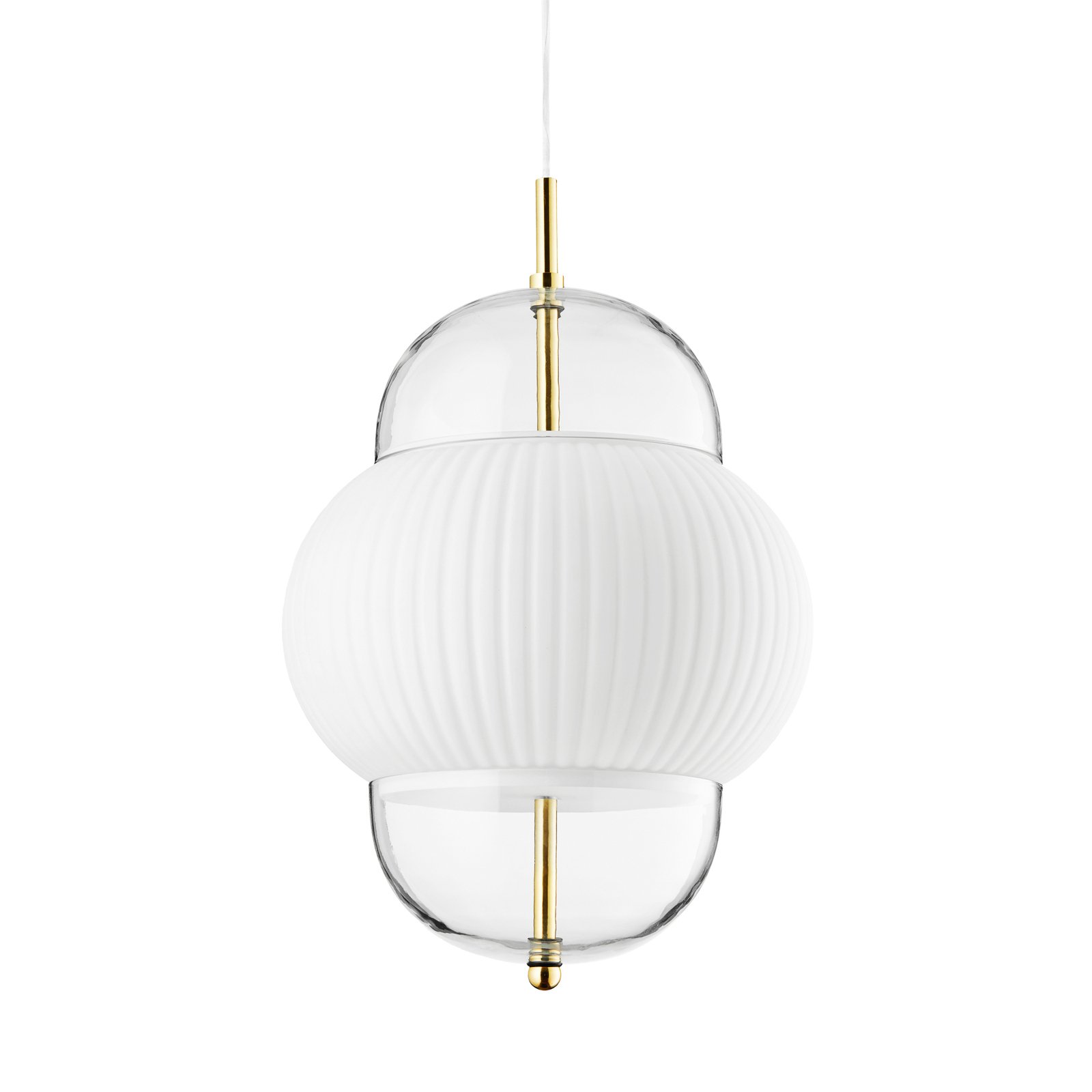 Lampa wisząca Shahin XL, Ø 38 cm, 5-punktowa, biały / przezroczysty, szkło