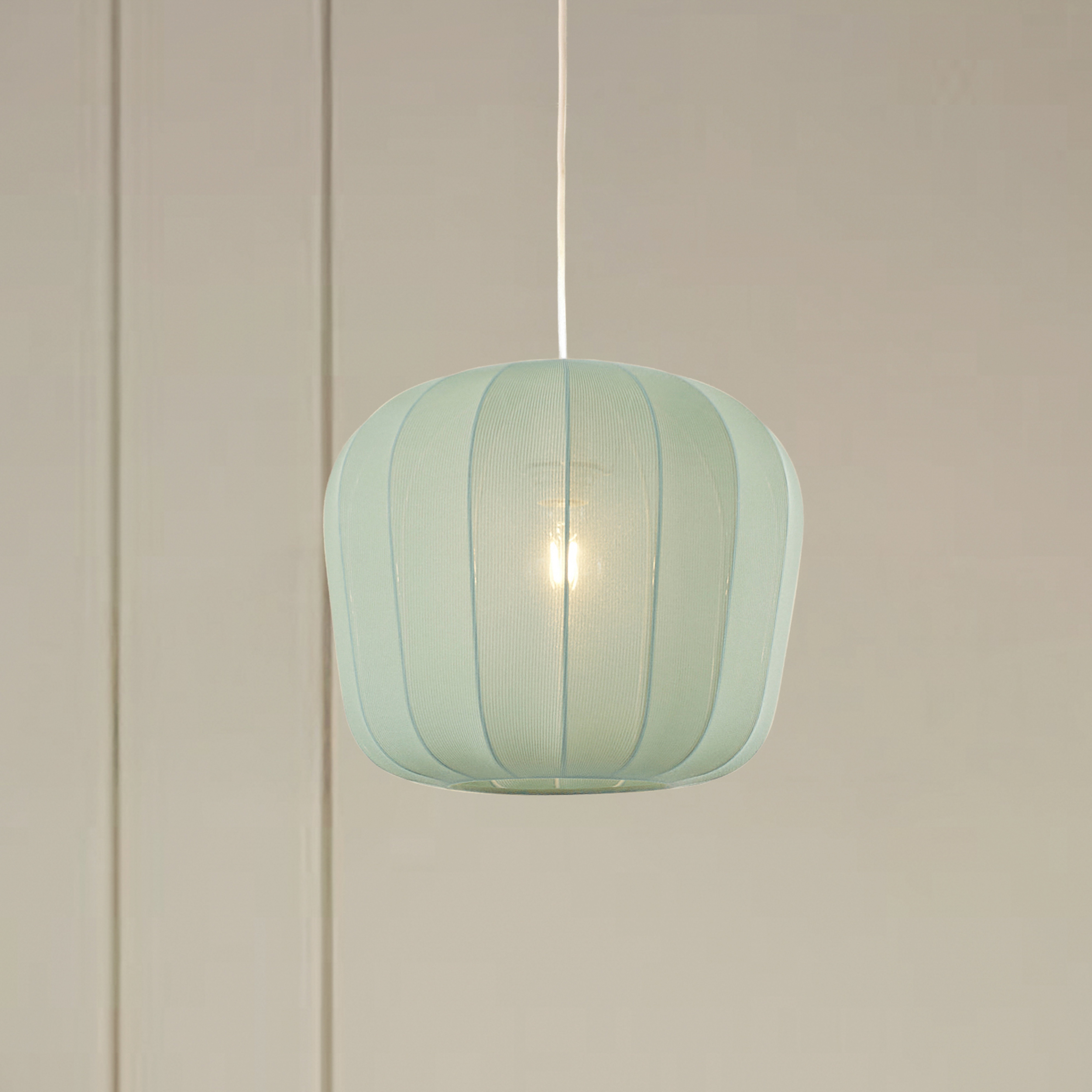 Lindby suspension Helin, bleu, Ø 35 cm, tissu