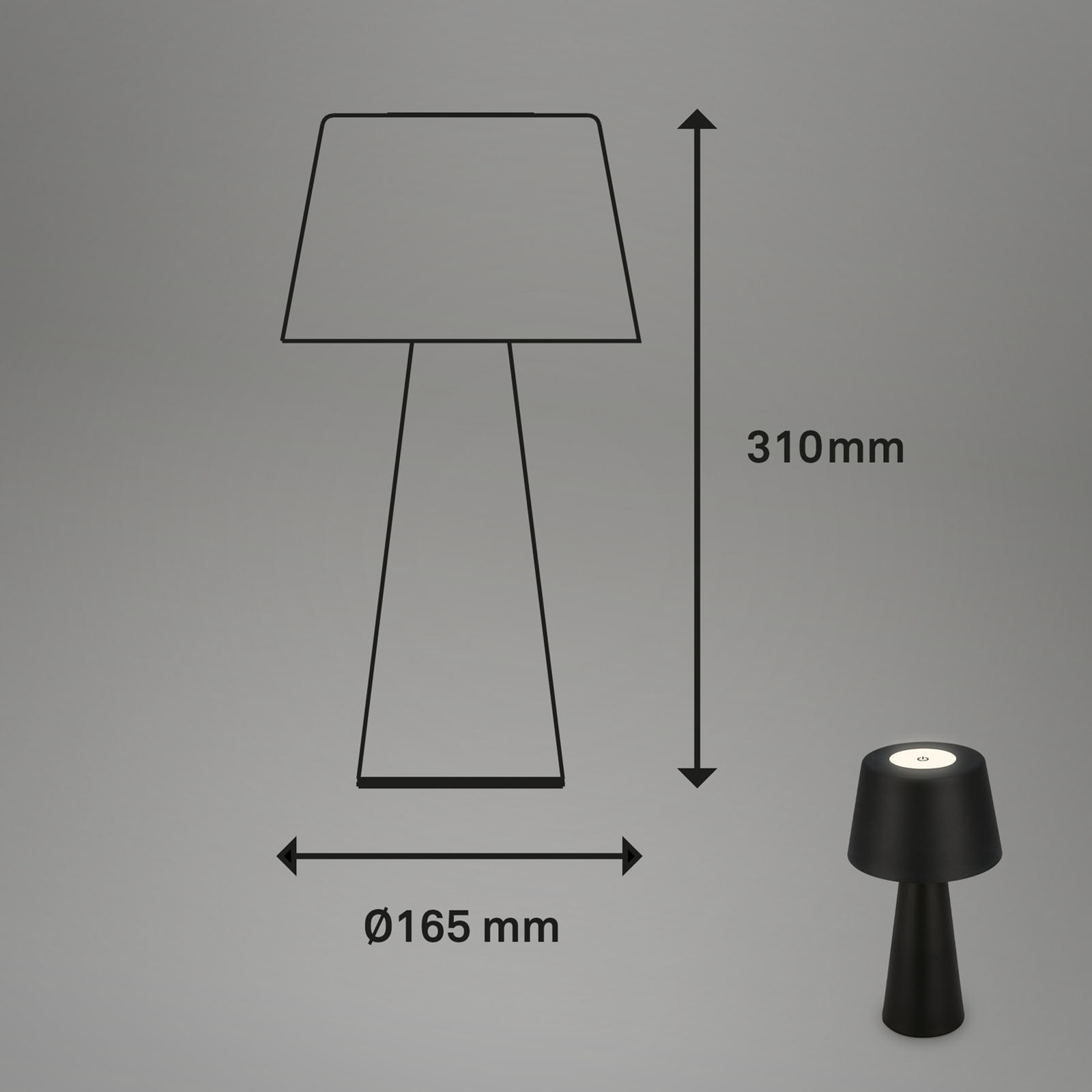 Kihi LED galda lampa ar uzlādējamu akumulatoru, melna