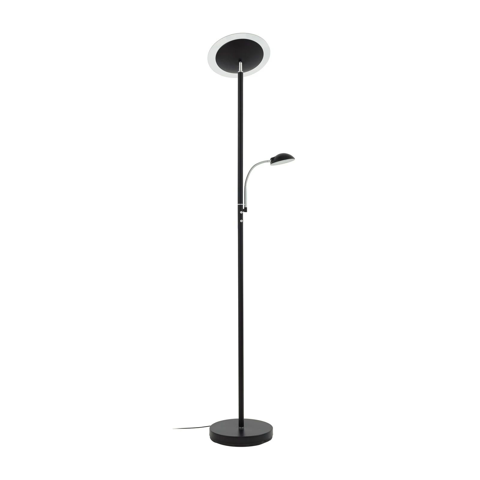 Lindby LED stovas Malea, juodas, skaitymo lempa, reguliuojamas apšvietimas