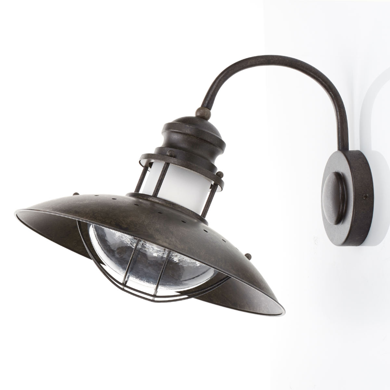 FARO BARCELONA Winch Charming Wall Lamp, for Living / Dining Room, Glass, metal, E27, 60 W, energy efficiency: A++, W: 35 cm, H: 33 cm