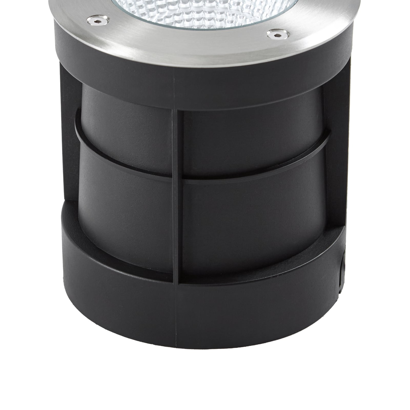Arcchio LED-lattia-upotusspotti Thentos, Ø 12 cm, 60°, nikkeli, IP67