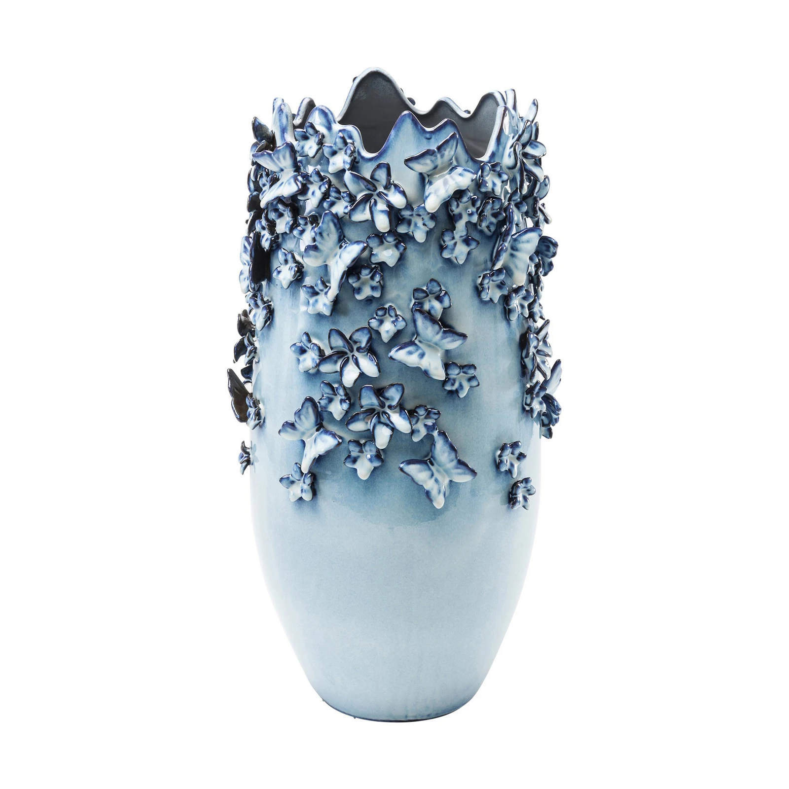 KARE Butterflies vase, light blue, height 50 cm, stoneware