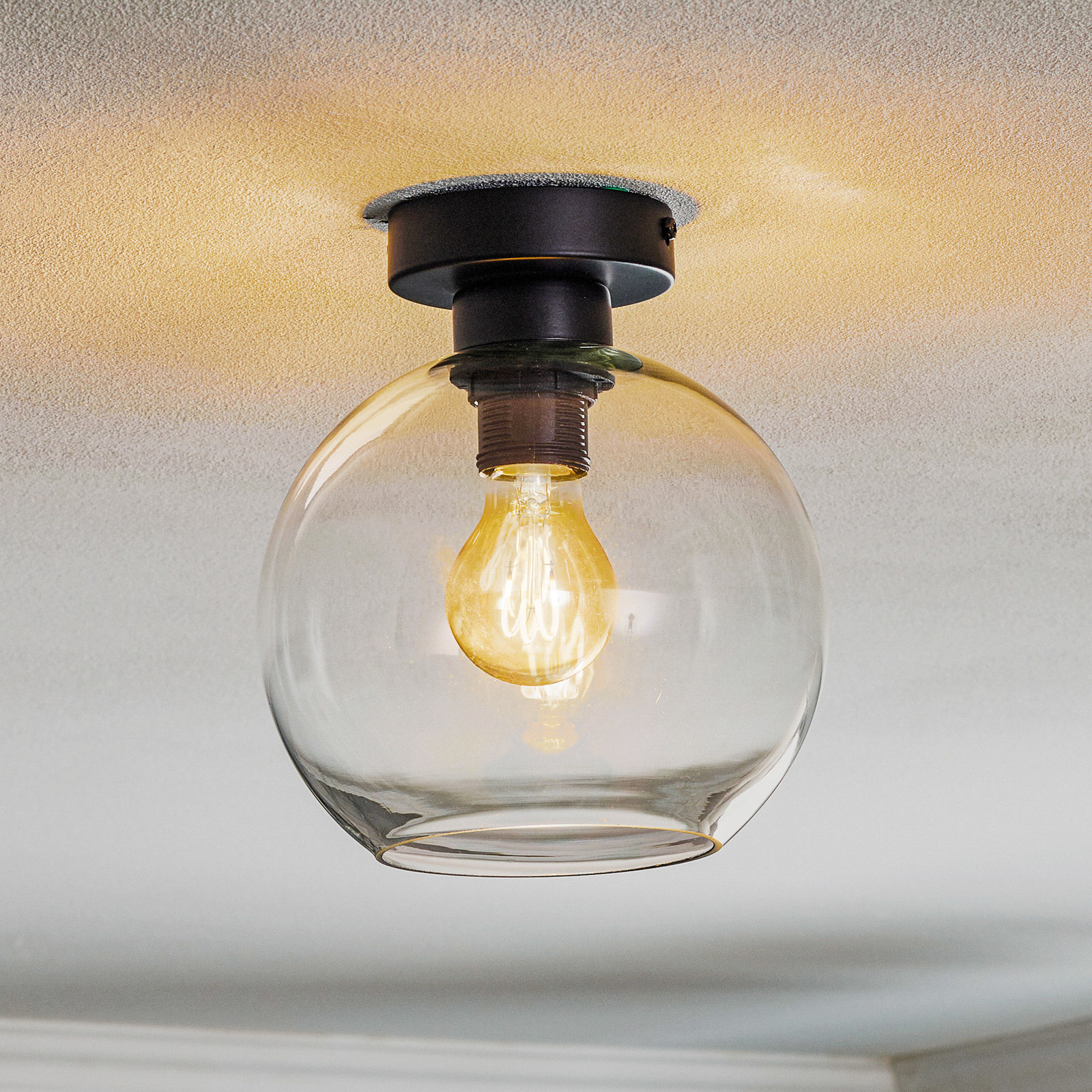 Sofia ceiling light, clear glass lampshade