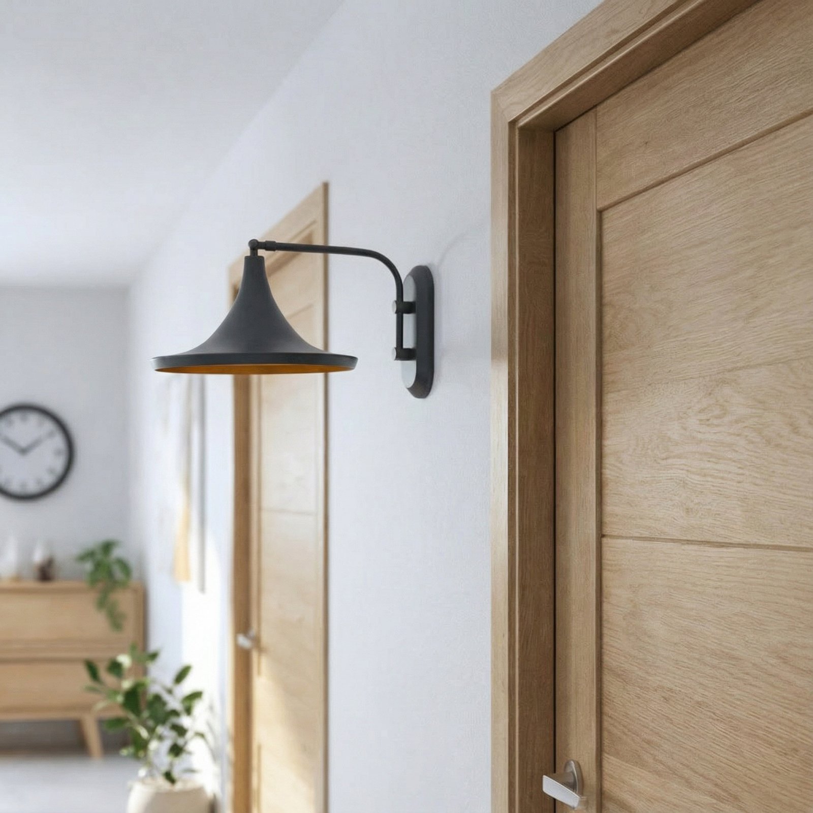 Kinkiet Genish, czarny, szerokość 30 cm, metal, E27