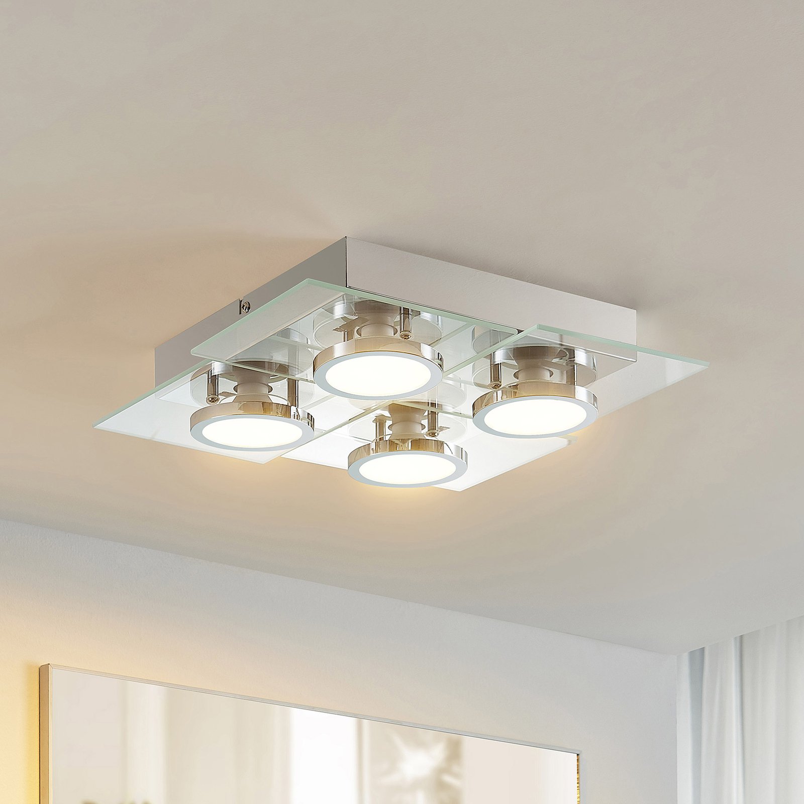 Lindby Imiria LED ceiling light, square, four-bulb