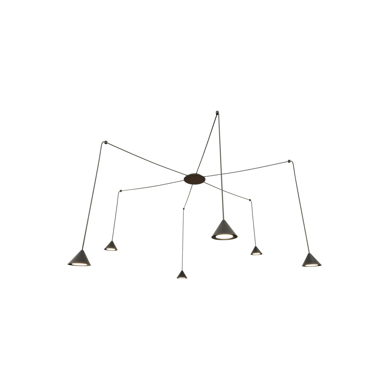 Elit Spider pendant light, 6-bulb, black, metal